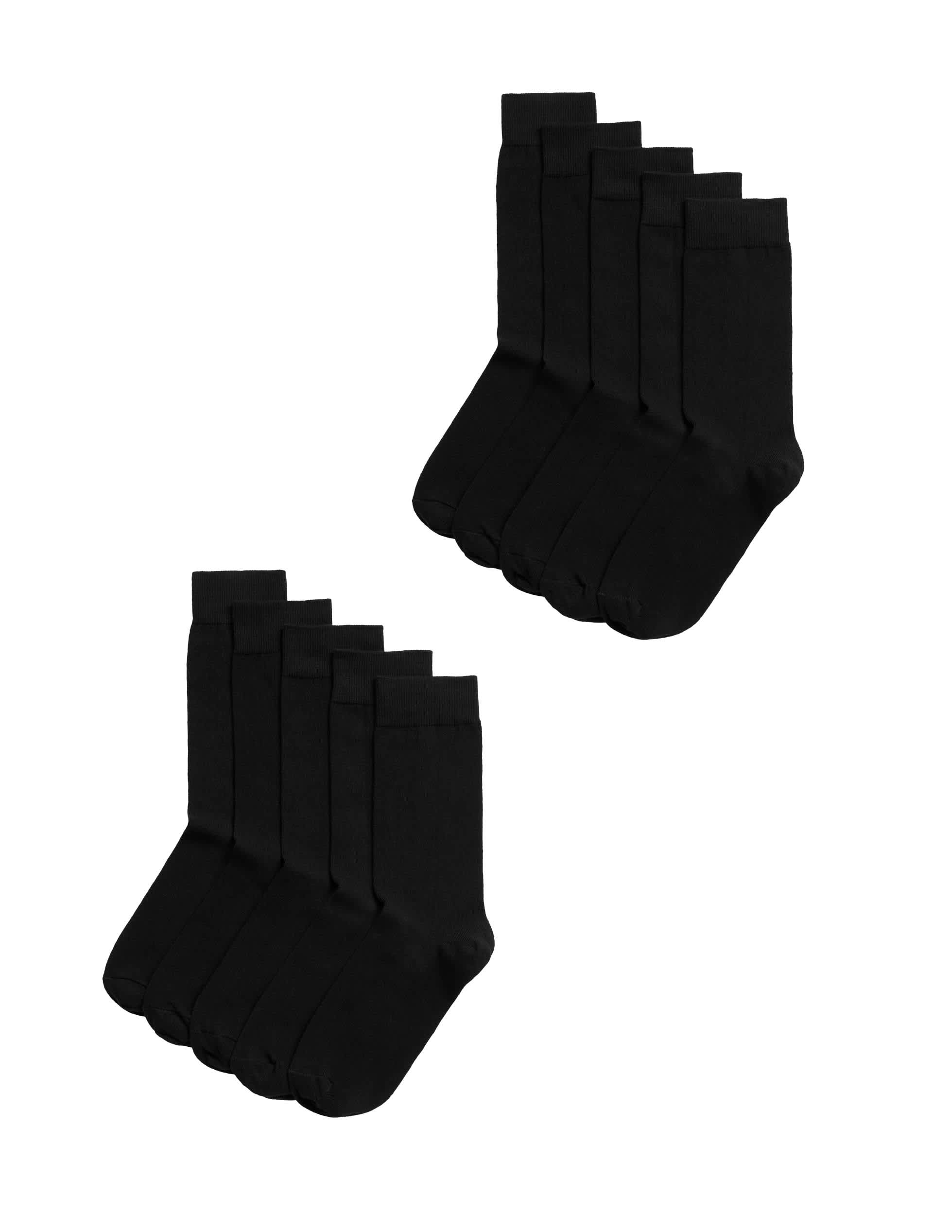 M&S Collection Men's 10pk Cool & Fresh Cotton Rich Socks - 9-12 - Black, Black