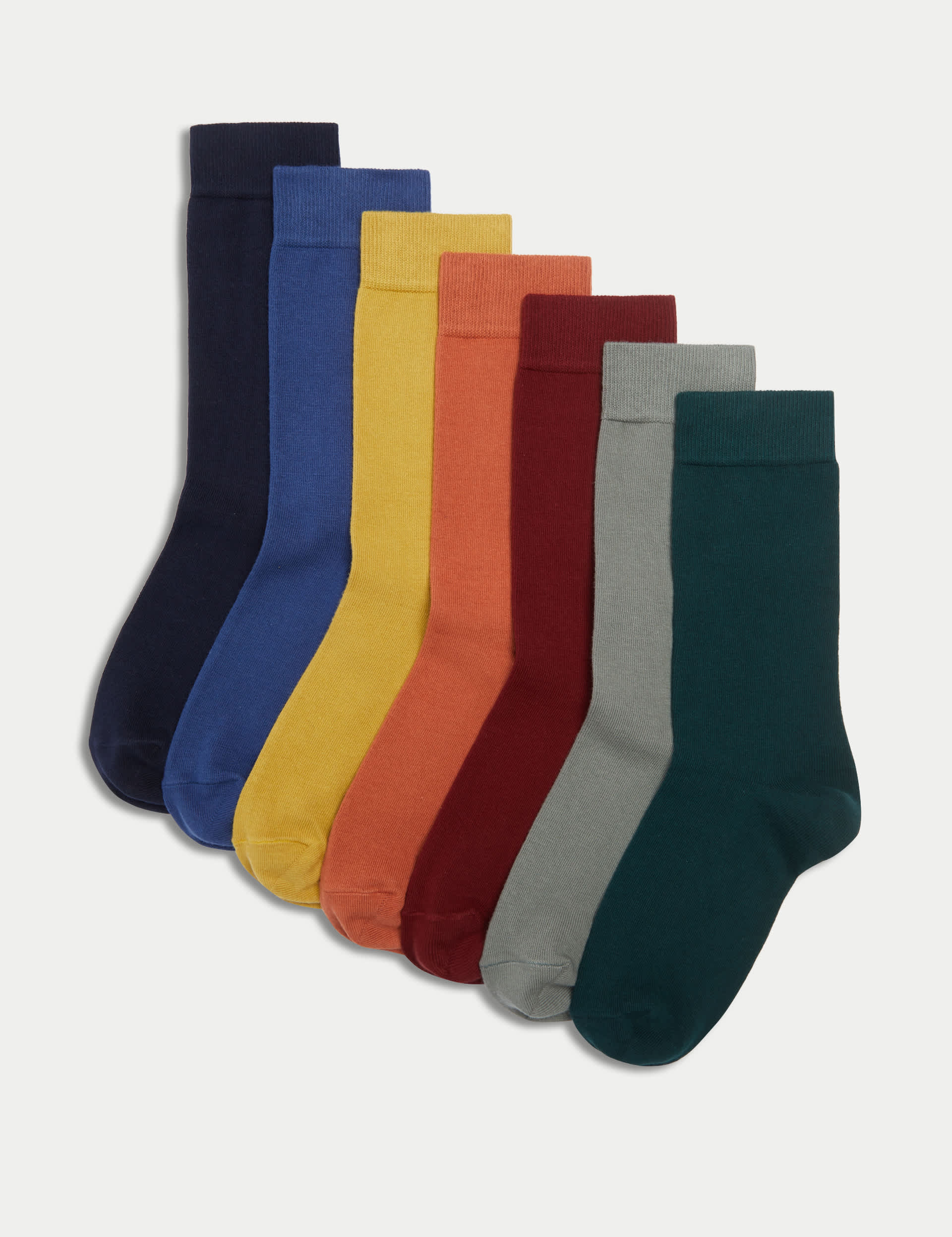 M&S Men's 7pk Cool & Fresh Assorted Cotton Rich Socks - 9-12 - Multi, Multi