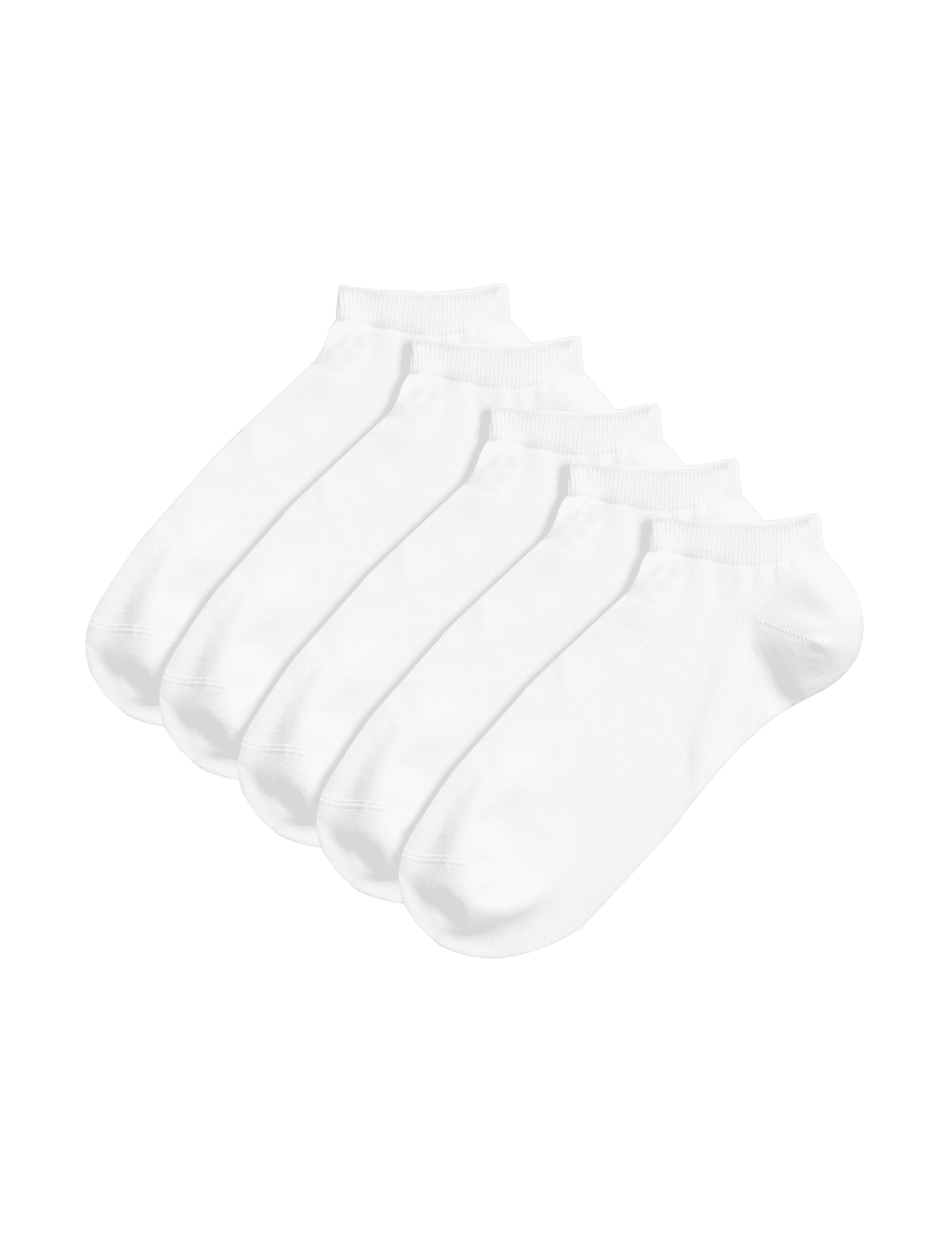 M&S Collection Men's 5pk Cool & Fresh Trainer Liners - 9-12 - White, White,Black