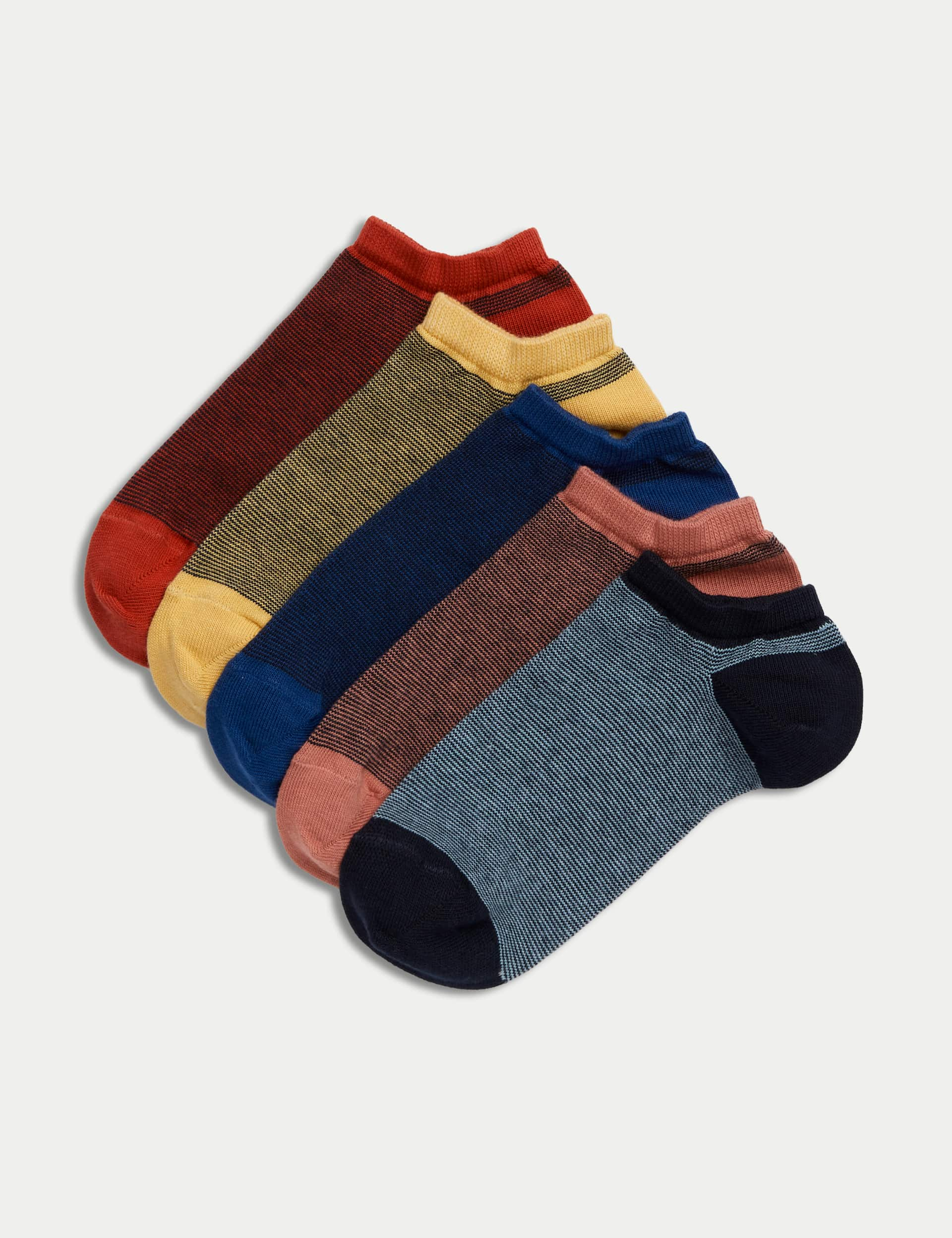 M&S Men's 5pk Trainer Liners - 9-12 - Multi, Multi