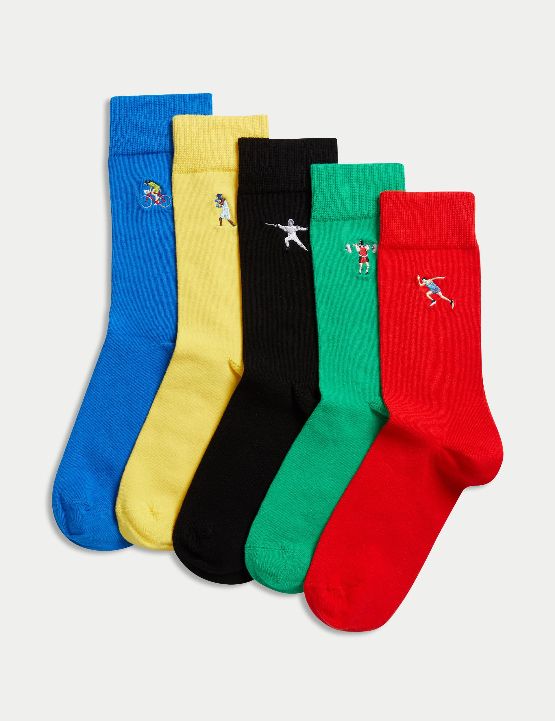 M&S Men's 5pk Cool & Fresh Sports Cotton Rich Socks - 9-12 - Multi, Multi