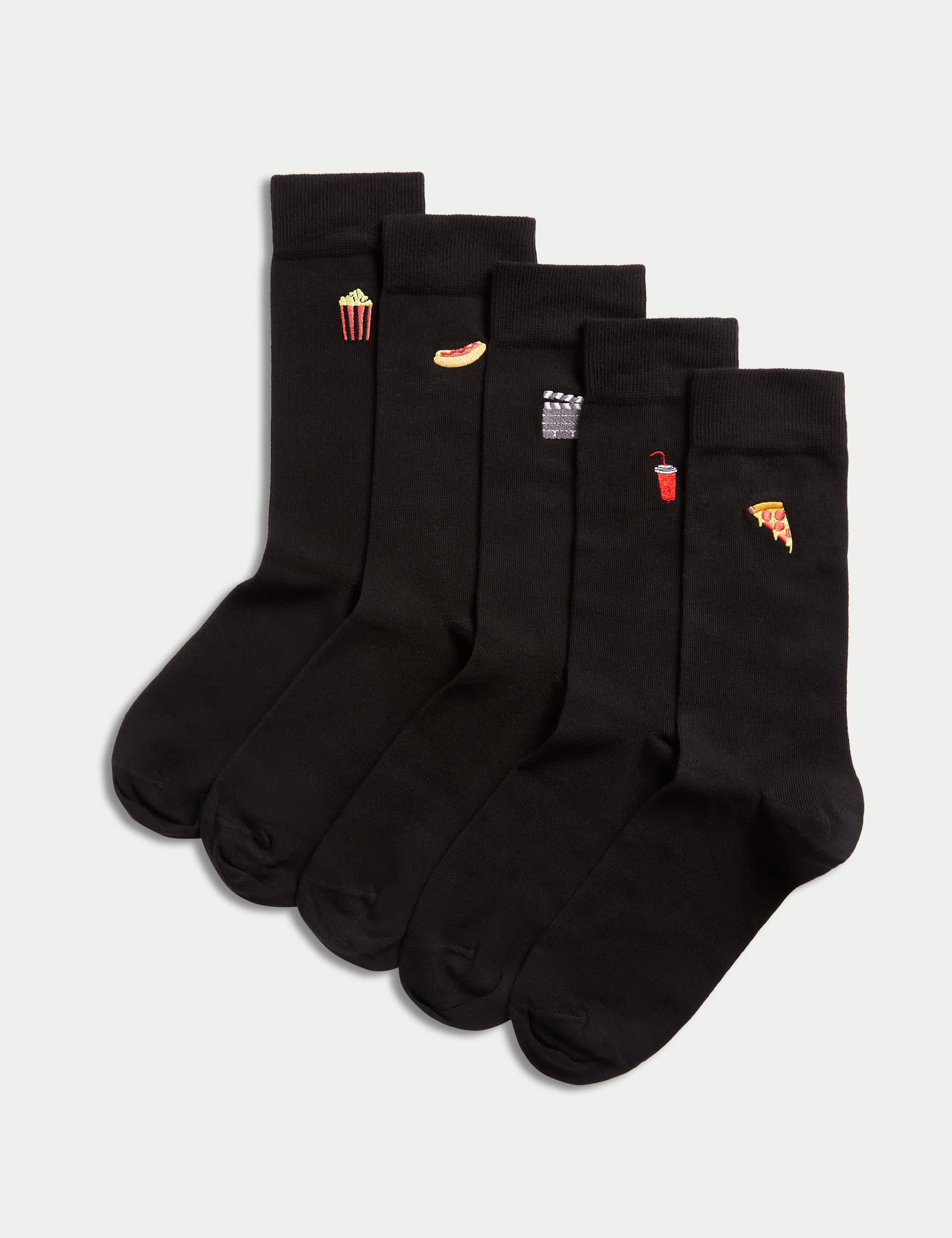 M&S Collection Men's 5pk Cool & Fresh Cotton Rich Socks - 6-8.5 - Black Mix, Black Mix