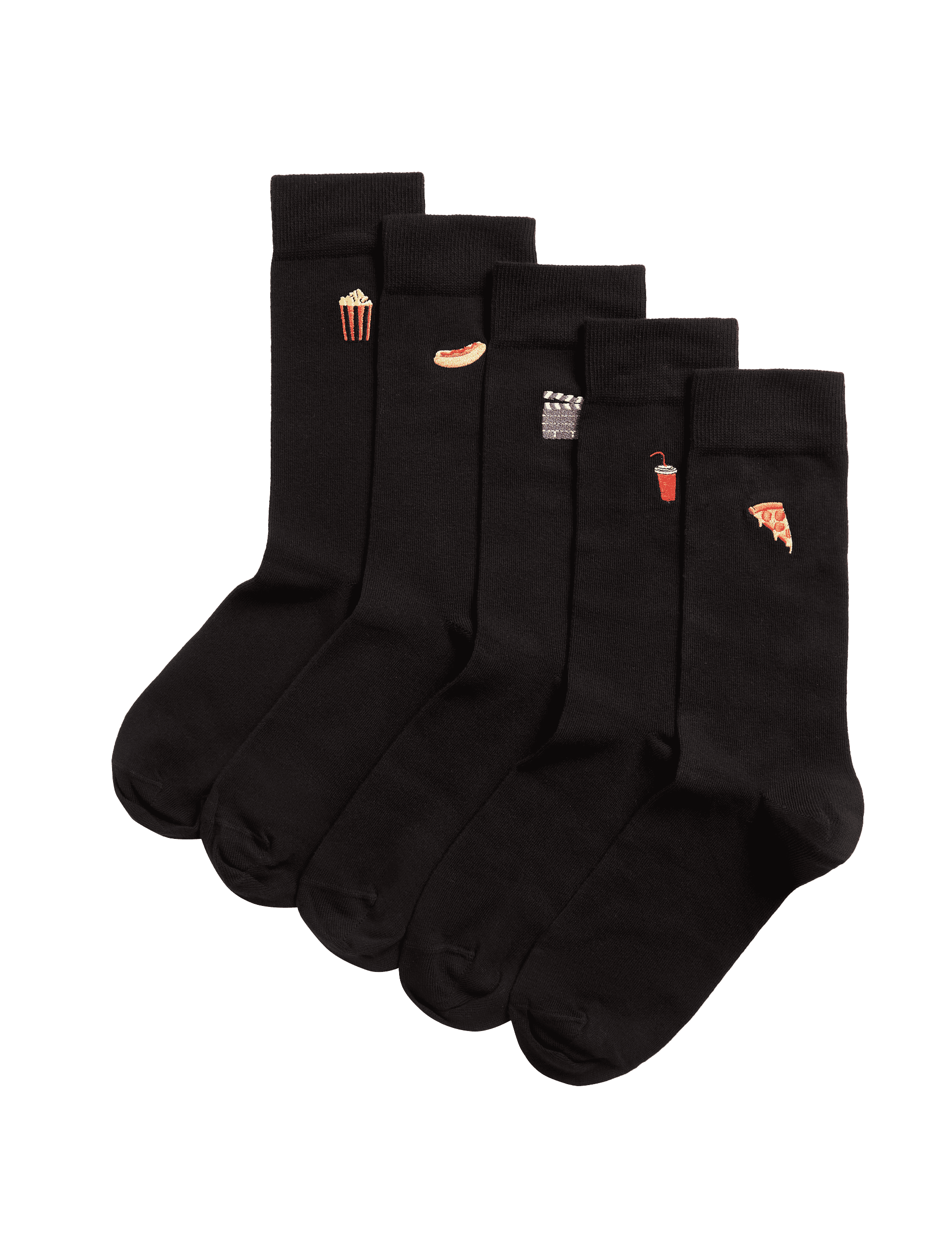 M&S Collection Men's 5pk Cool & Fresh Cotton Rich Socks - 9-12 - Black Mix, Black Mix