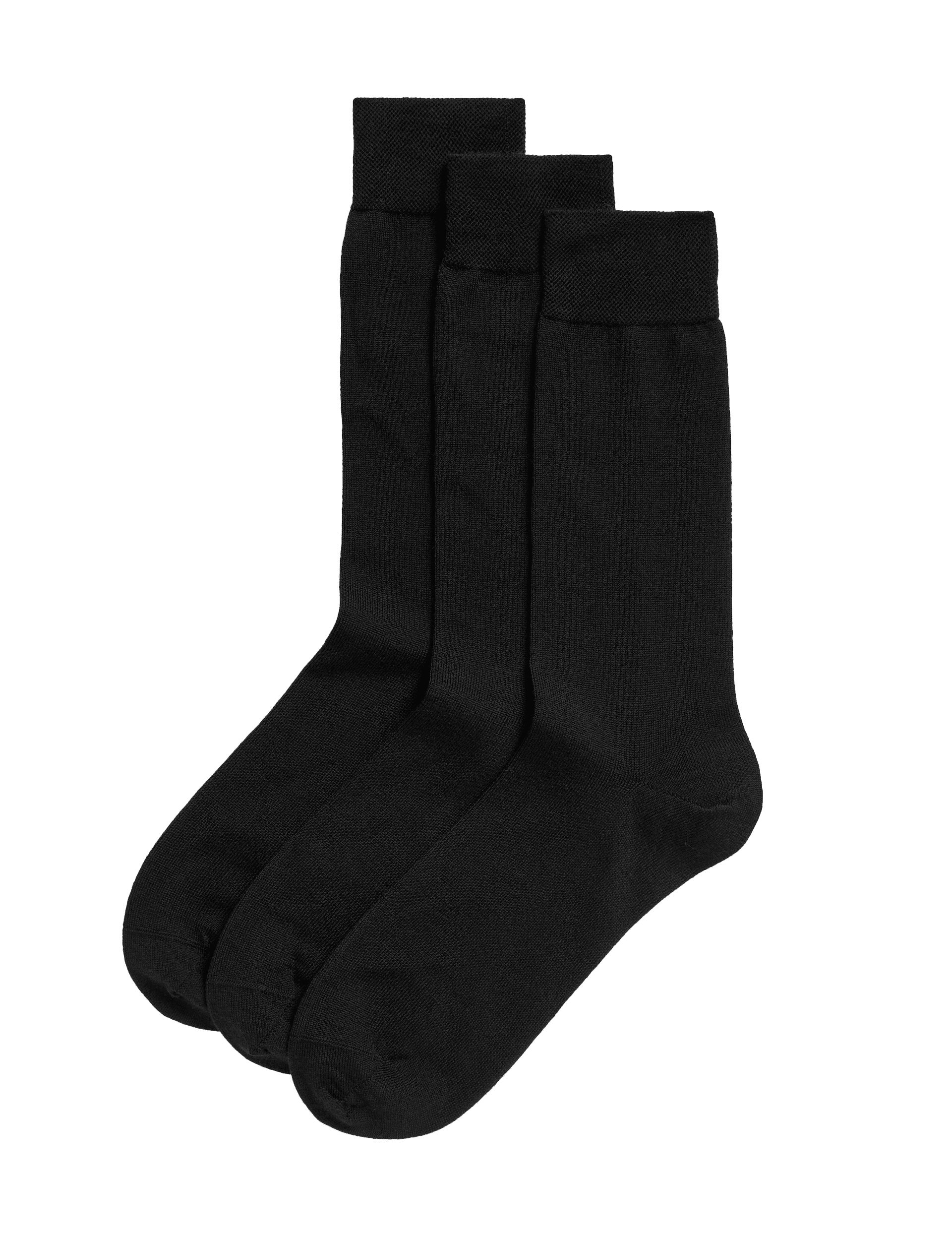 M&S Collection Men's 3pk Merino Wool Socks - 6-8.5 - Black, Black