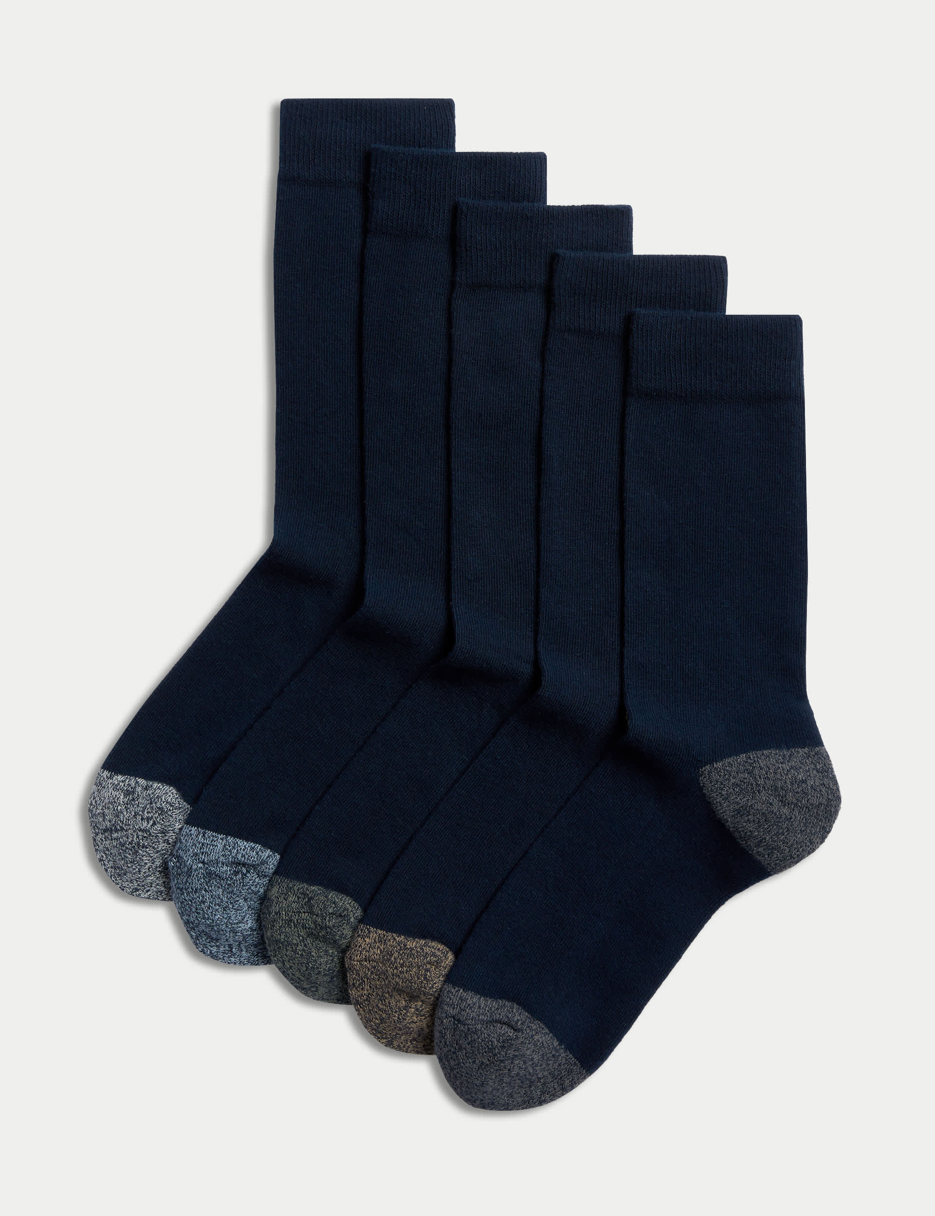 M&S Men's 5pk Cool and Fresh™ Cushioned Socks - 9-12 - Navy Mix, Navy Mix