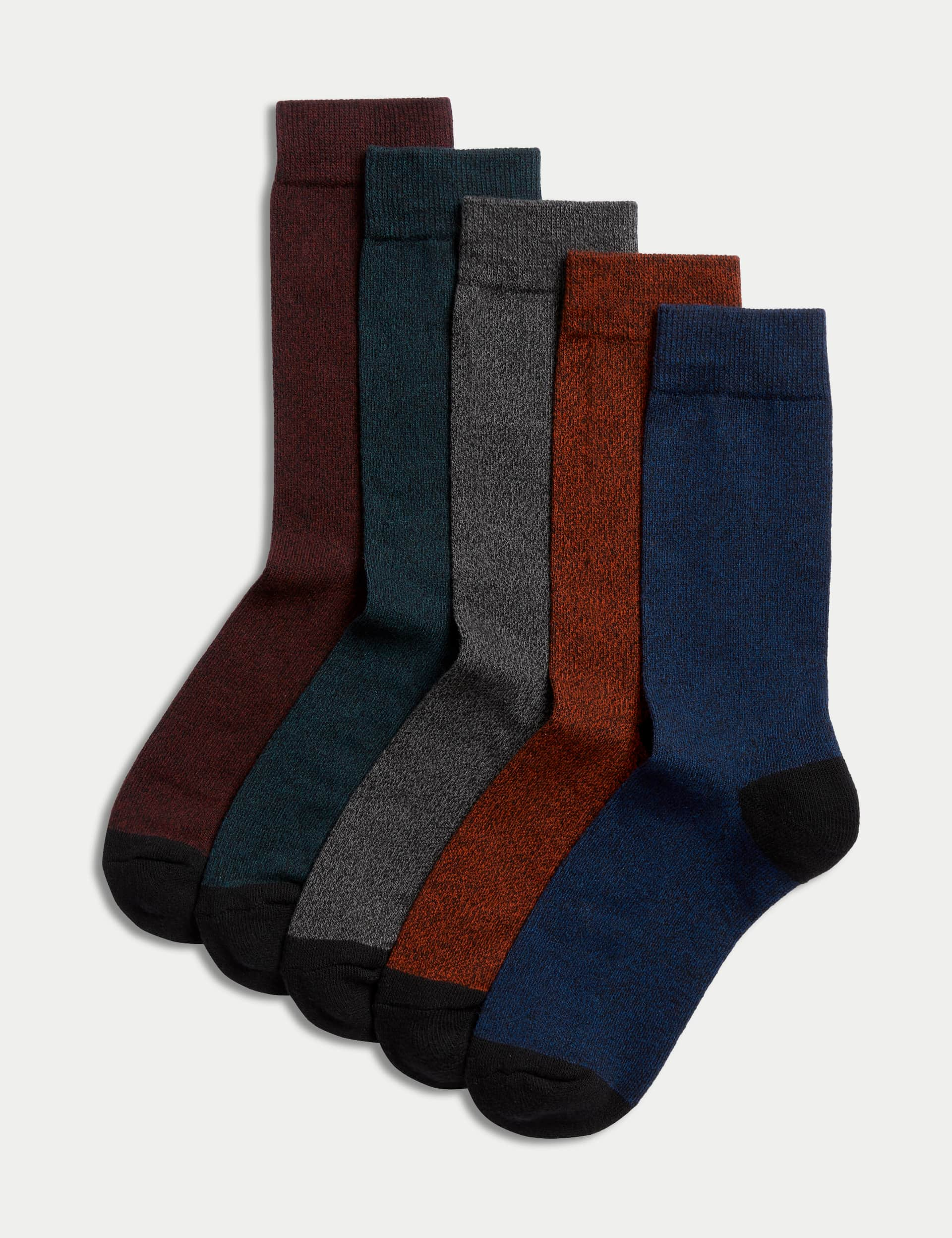 M&S Men's 5pk Cool & Fresh Cushioned Socks - 9-12 - Multi, Multi