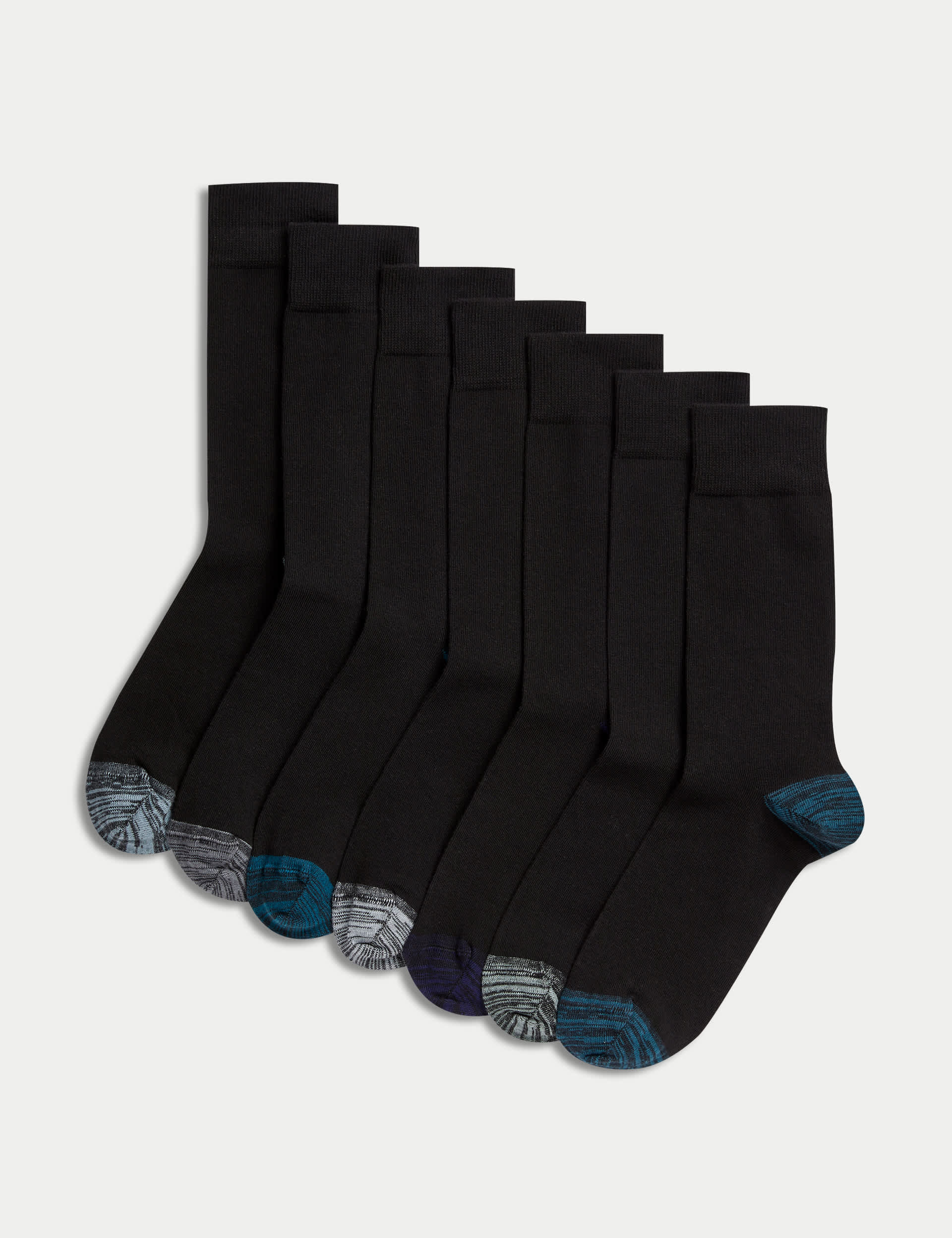 M&S Men's 7pk Cool & Fresh Cotton Rich Socks - 9-12 - Black Mix, Black Mix