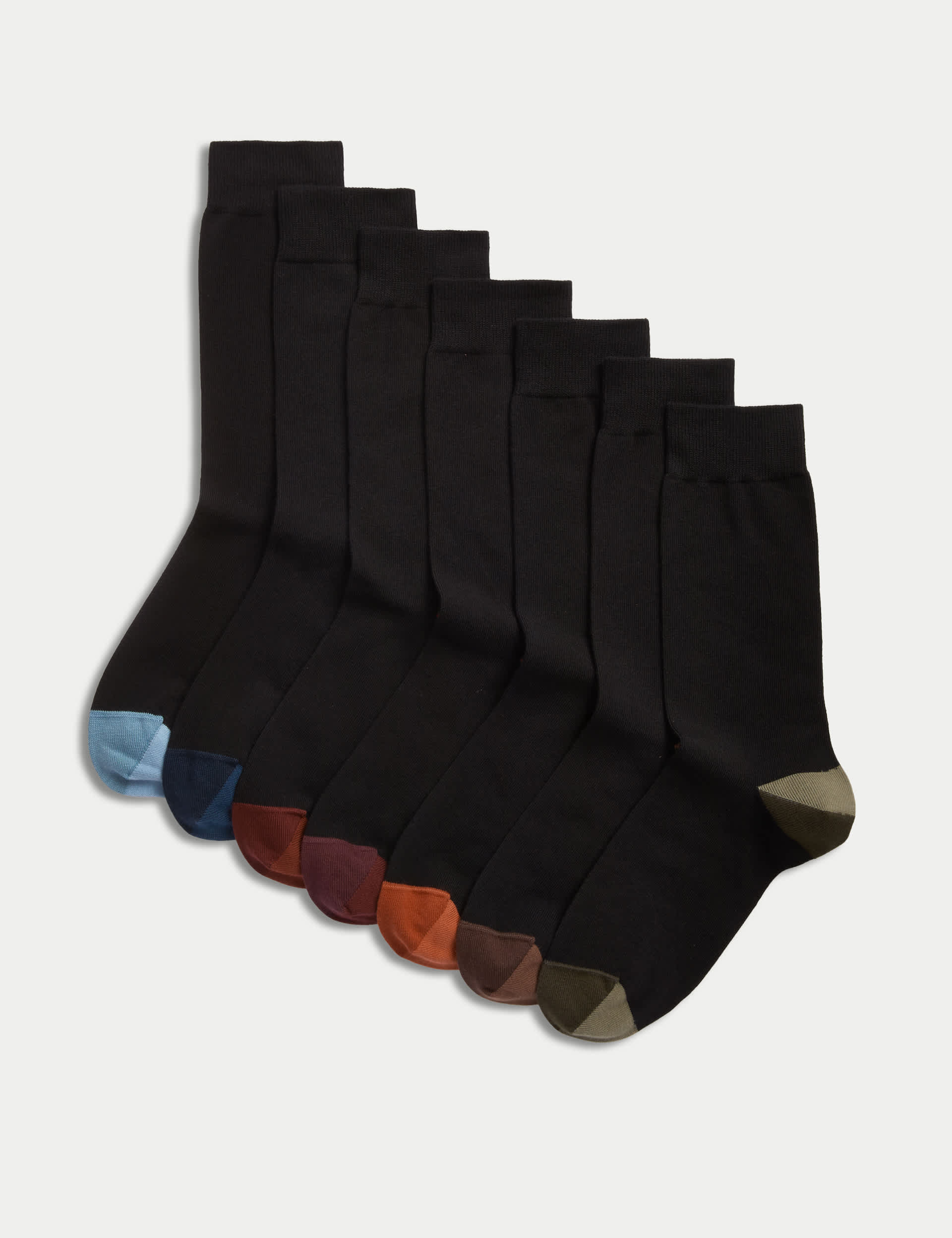 M&S Men's 7pk Cool & Fresh Cotton Rich Socks - 9-12 - Black Mix, Black Mix