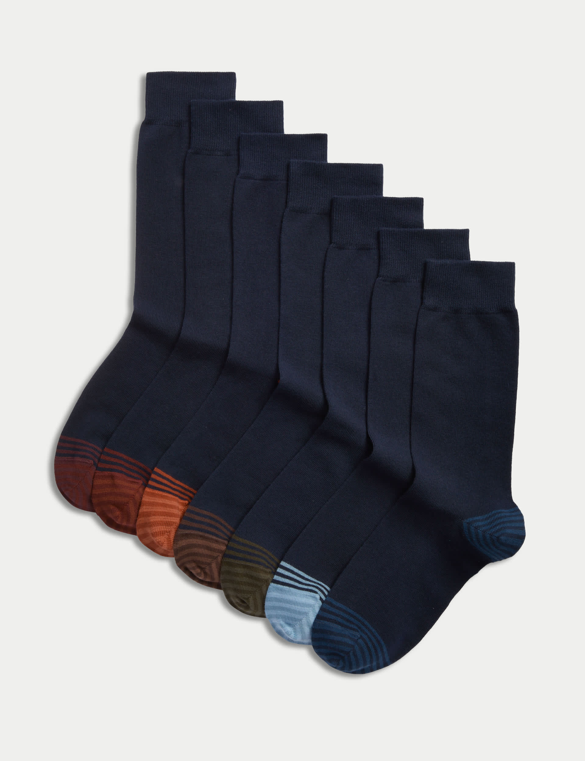 M&S Men's 7pk Cool & Fresh Cotton Rich Socks - 9-12 - Navy Mix, Navy Mix