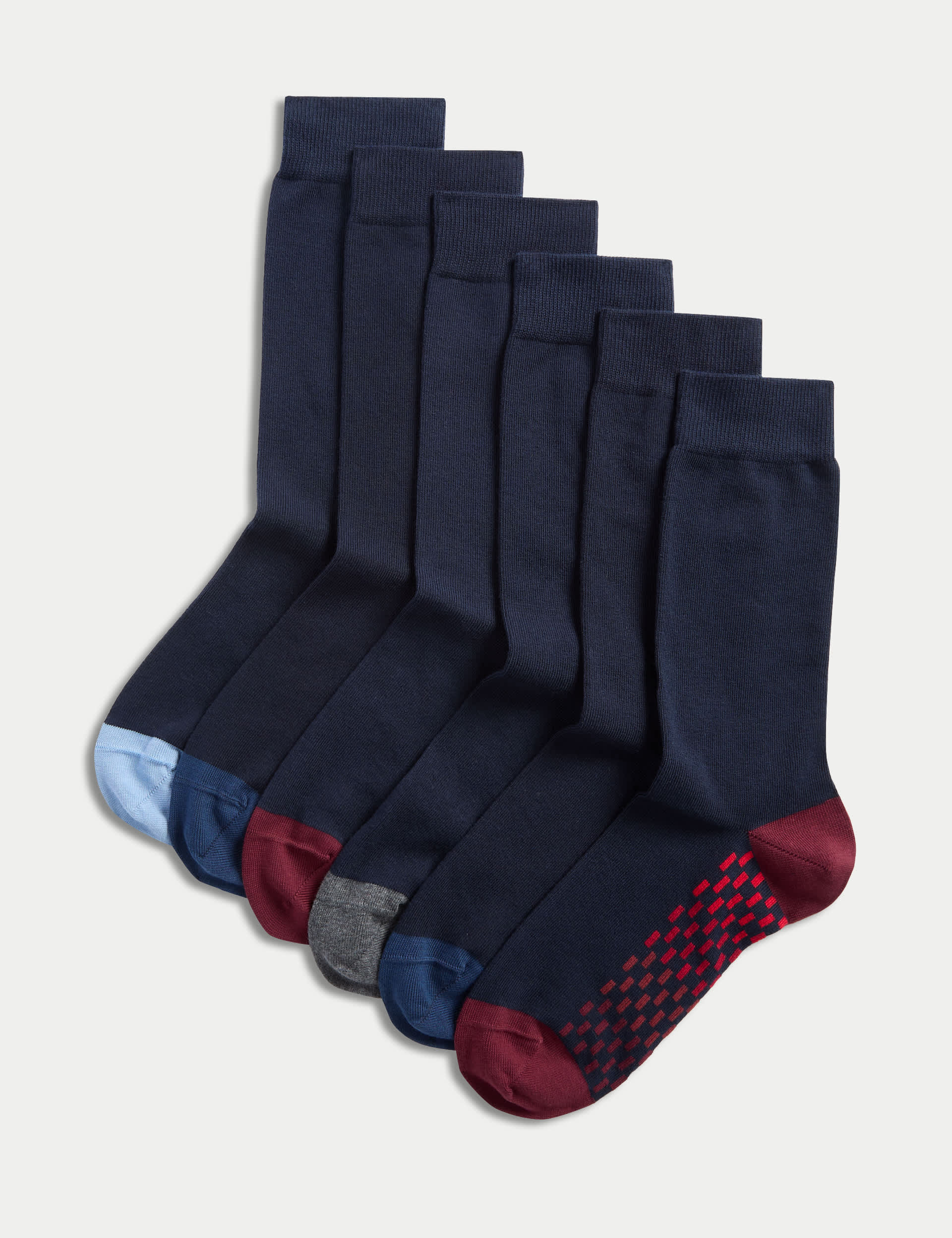 M&S Men's 7pk Cool & Fresh™ Cotton Rich Socks - 9-12 - Navy Mix, Navy Mix