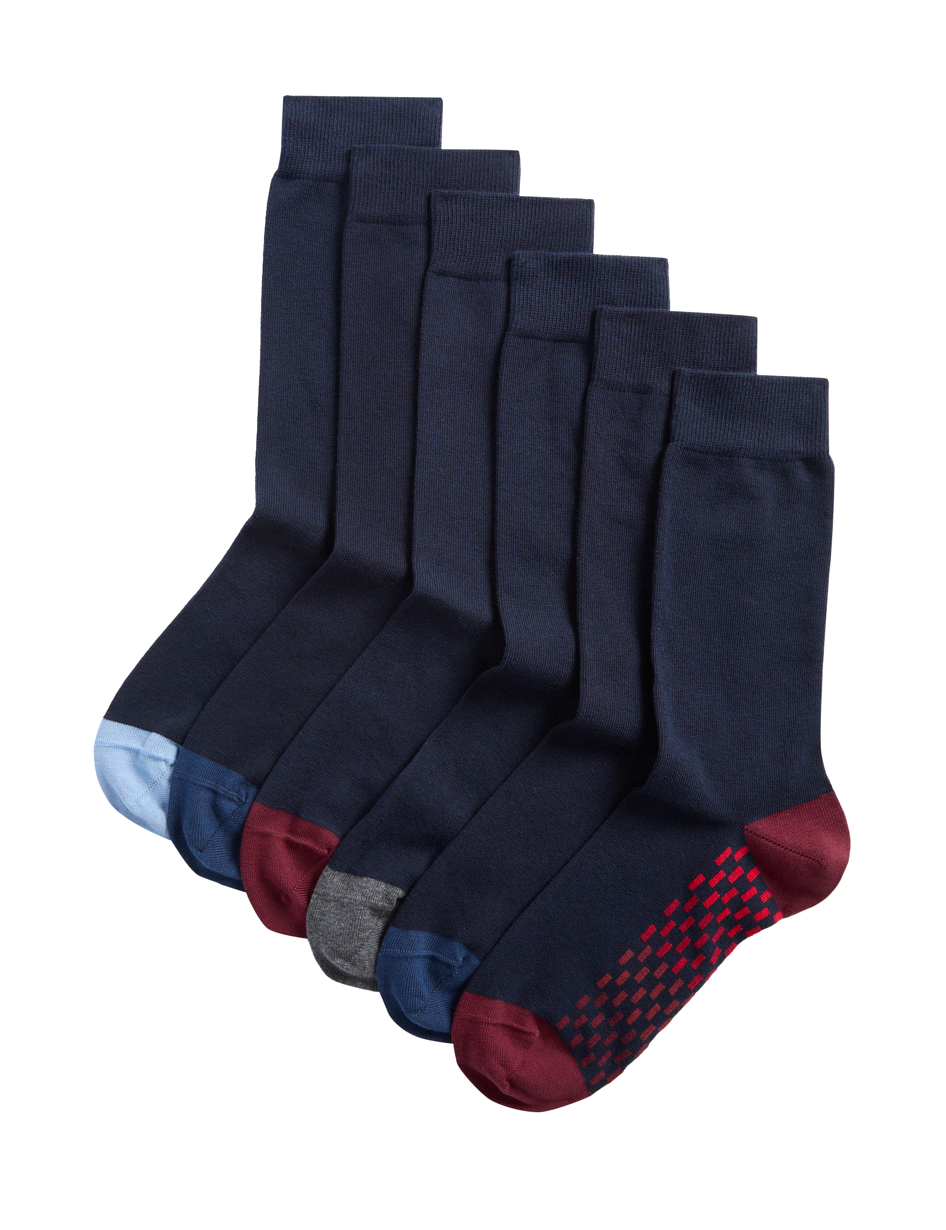 M&S Collection Men's 7pk Cool & Fresh Cotton Rich Socks - 9-12 - Navy Mix, Navy Mix