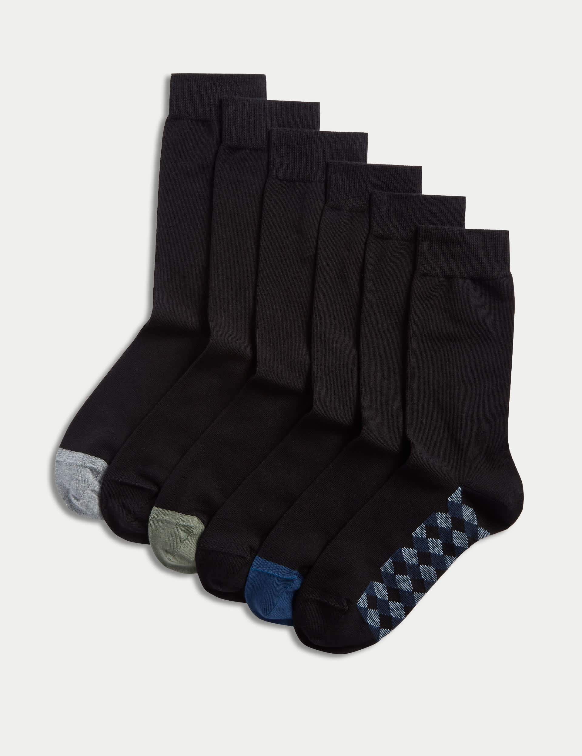 M&S Men's 7pk Cool & Fresh Cotton Rich Socks - 9-12 - Black Mix, Black Mix