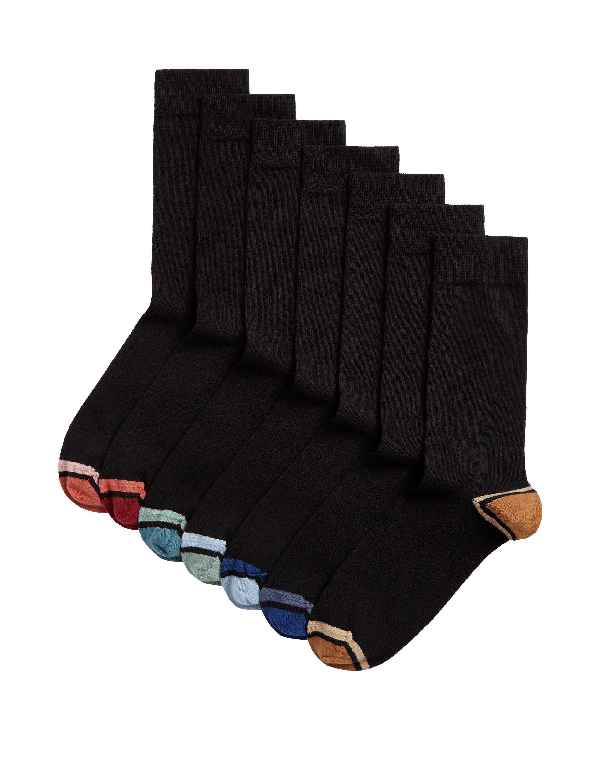 M&S Collection Men's 7pk Cool & Fresh Cotton Rich Socks - 9-12 - Black Mix, Black Mix