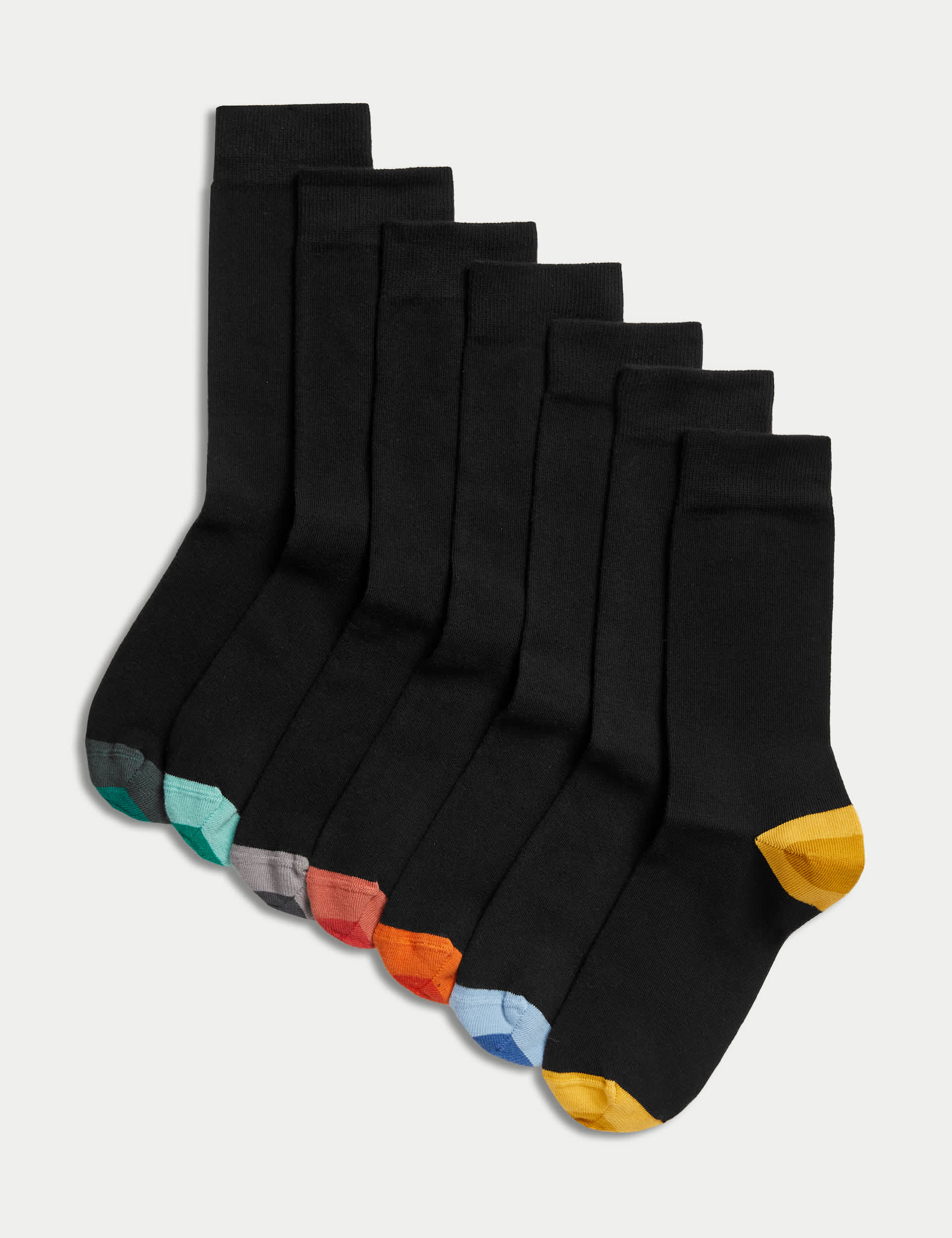 M&S Men's 7pk Cool & Fresh Cotton Rich Socks - 9-12 - Black Mix, Black Mix