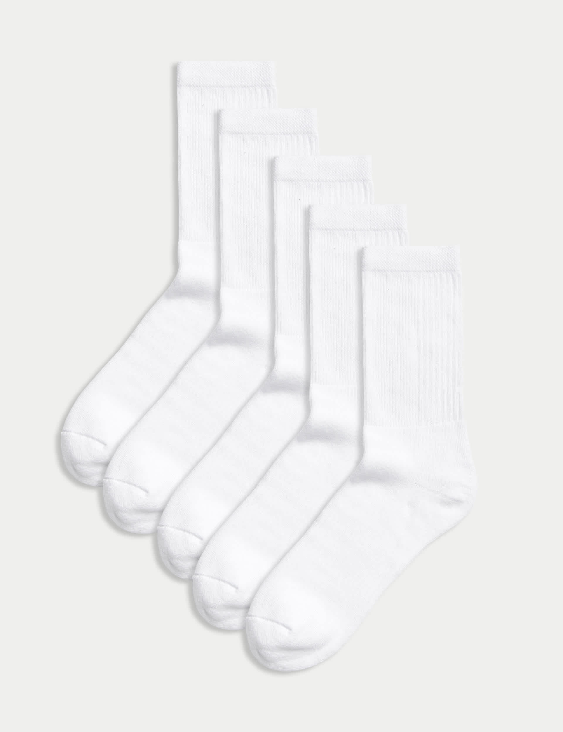 Goodmove Men's 5pk Cool & Fresh™ Cushioned Sports Socks - 9-12 - White, Black,White