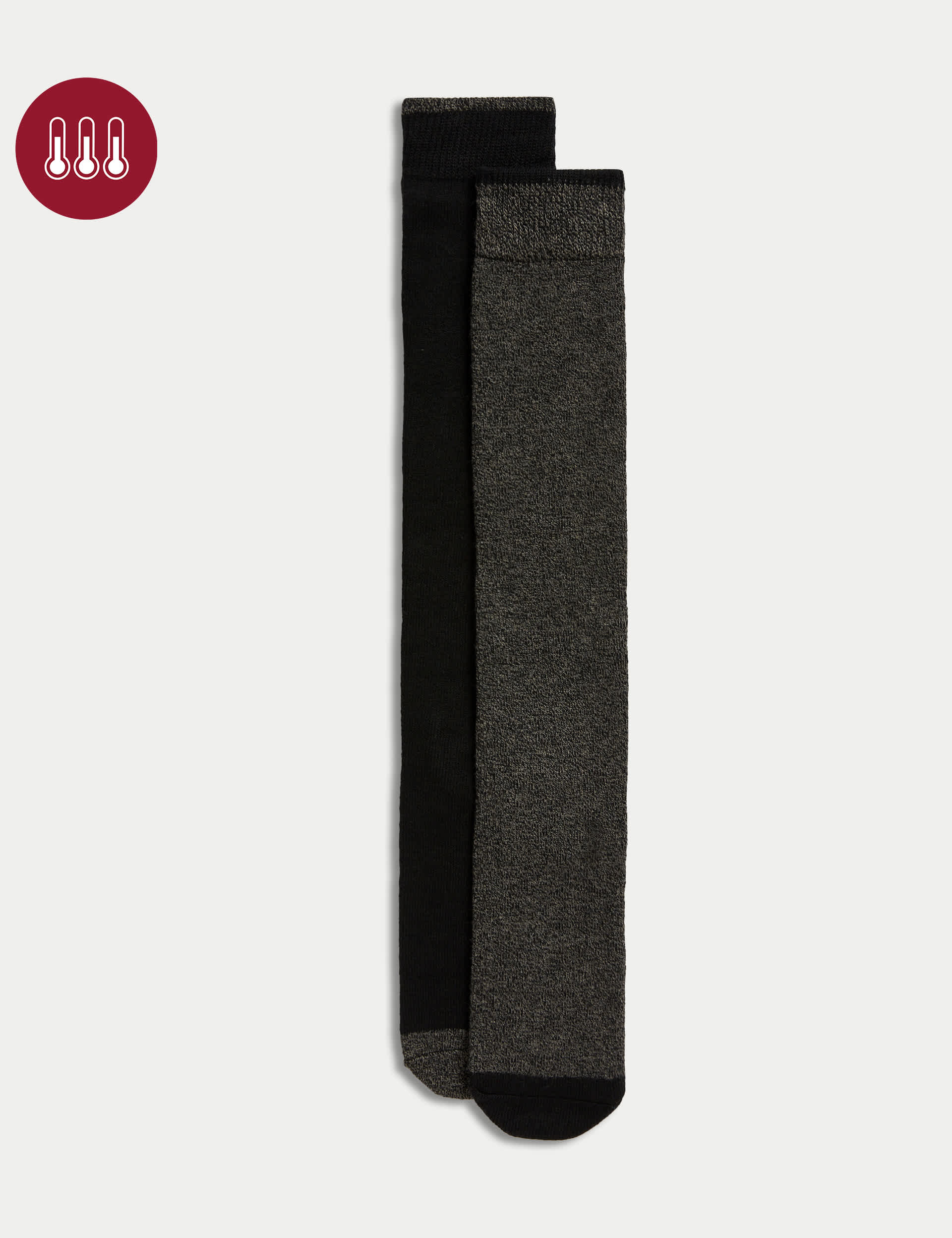 M&S Men's 2pk Heatgen  Maximum Warmth Longer Length Thermal Socks