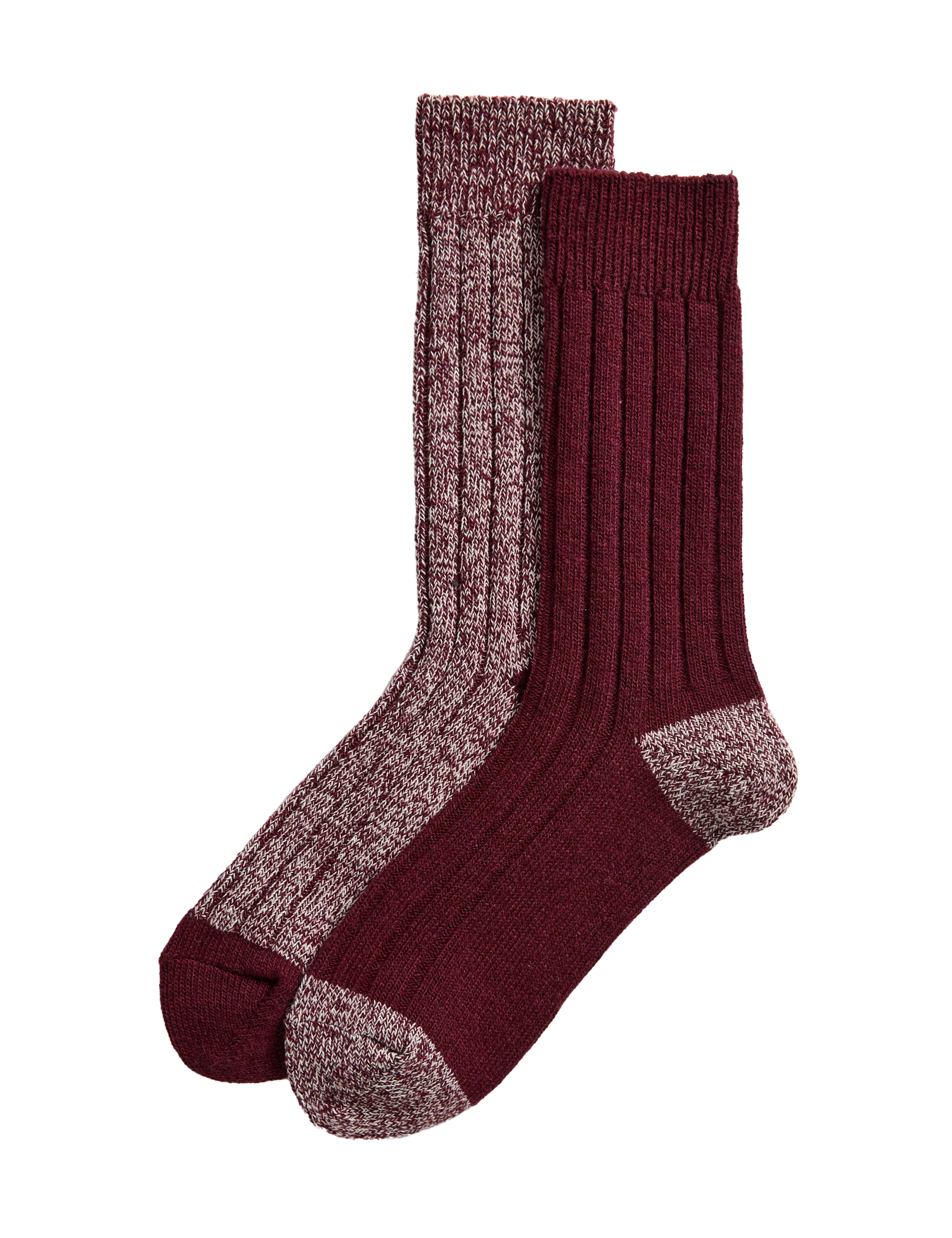 M&S Collection Men's 2 Pack Heatgen Medium Warmth Thermal Socks - 9-12 - Burgundy Mix, Navy Mix,Bur