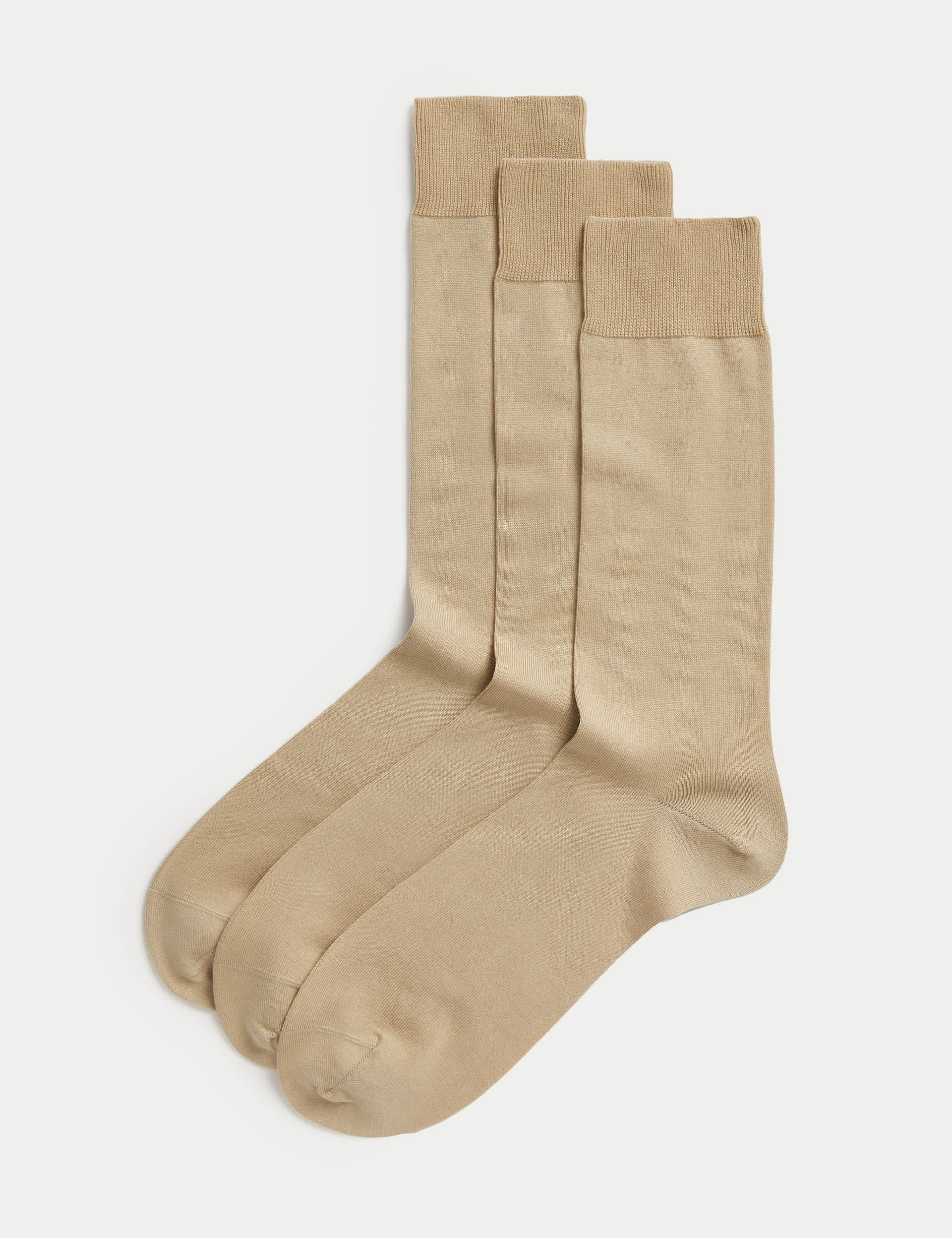 M&S Sartorial Men's 3pk Luxury Egyptian Cotton Rich Socks - 9-12 - Beige, Beige,Dark Navy,Black