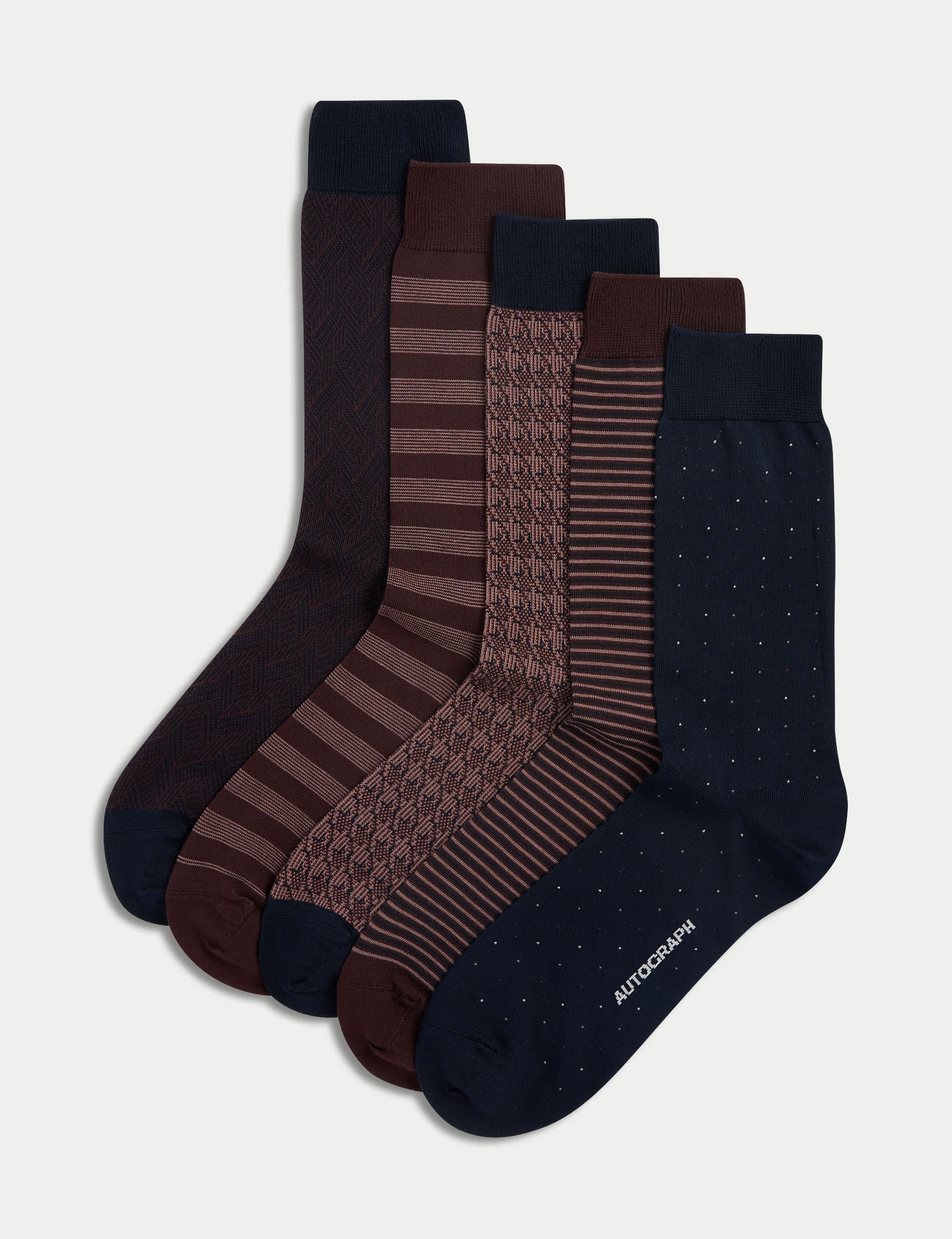 Autograph Men's 5pk Assorted Modal Pima Cotton Socks - 9-12 - Burgundy Mix, Burgundy Mix