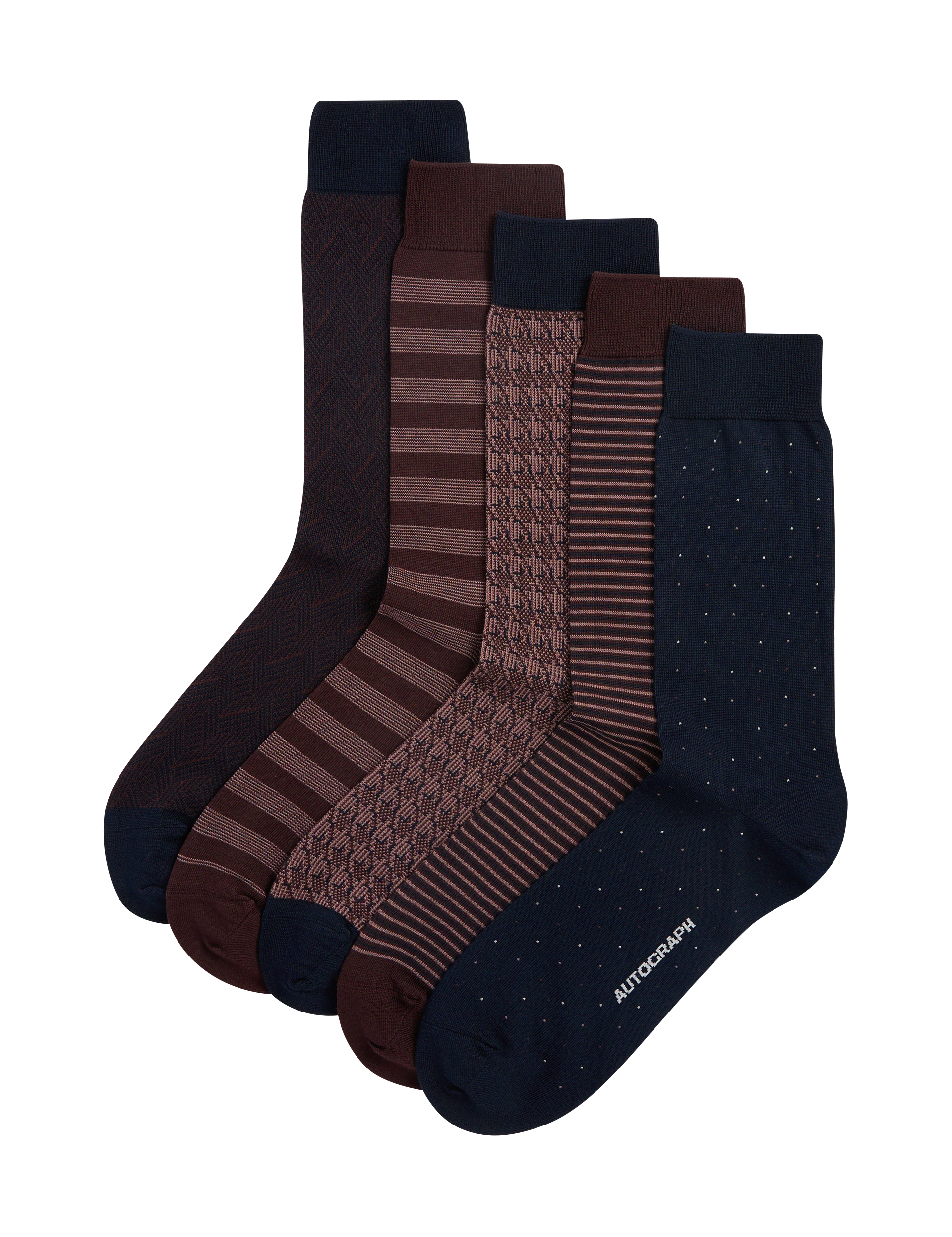 Autograph Men's 5pk Assorted Modal Pima Cotton Socks - 9-12 - Burgundy Mix, Burgundy Mix