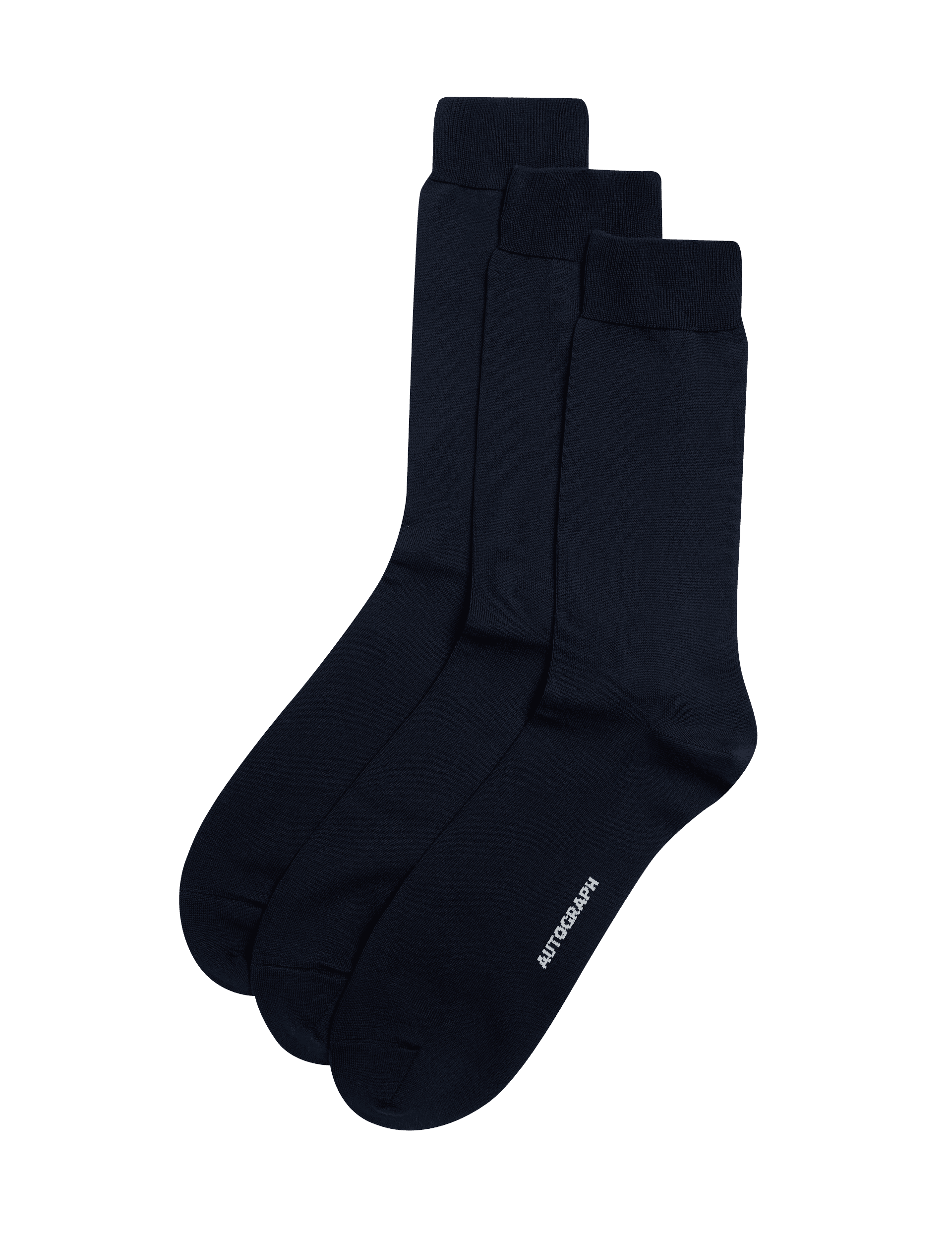 Autograph Men's 3pk Egyptian Cotton Rich Socks - 9-12 - Dark Navy, Black,Dark Navy