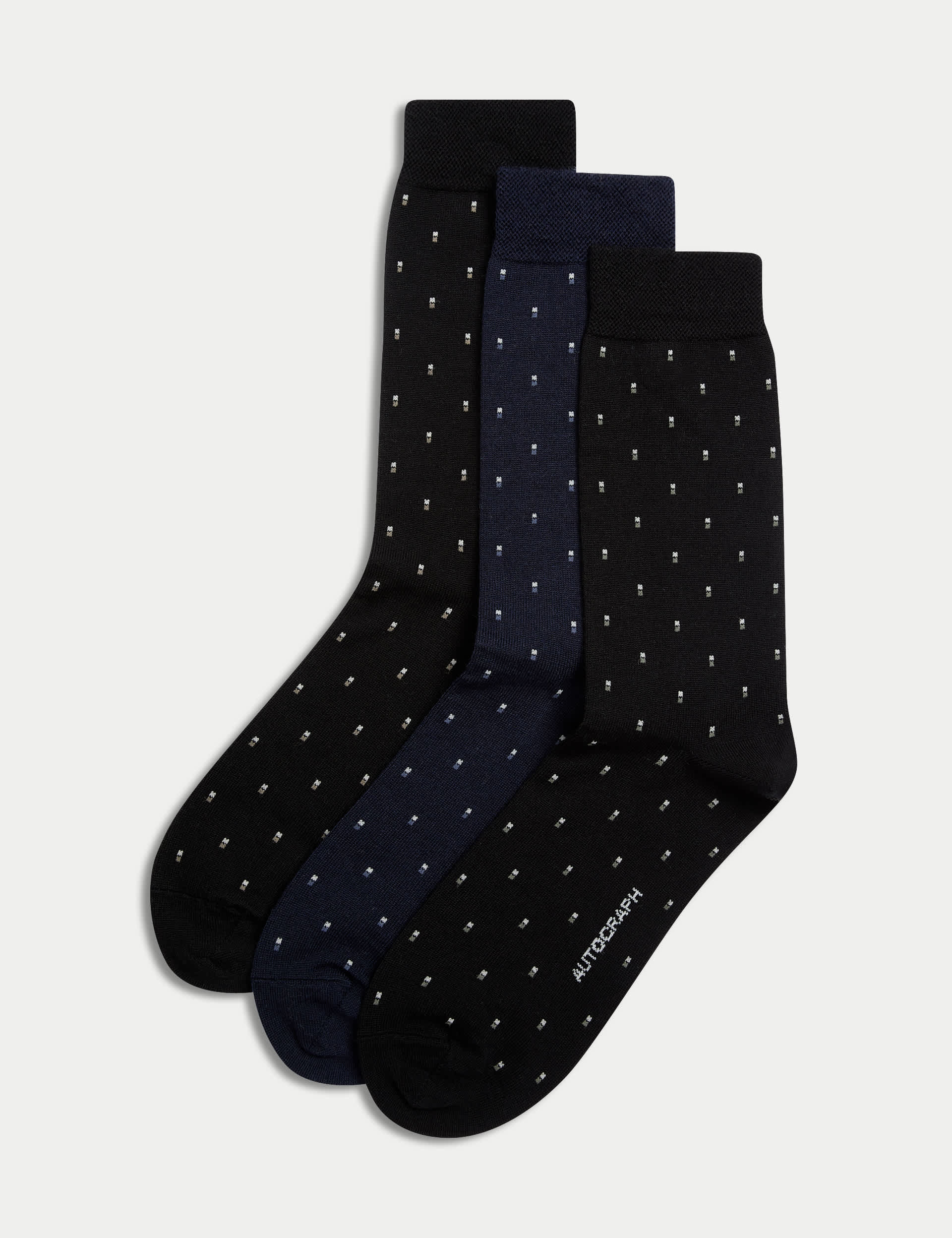 Autograph Men's Geometric Merino Wool Blend Socks - 6-8.5 - Black Mix, Black Mix