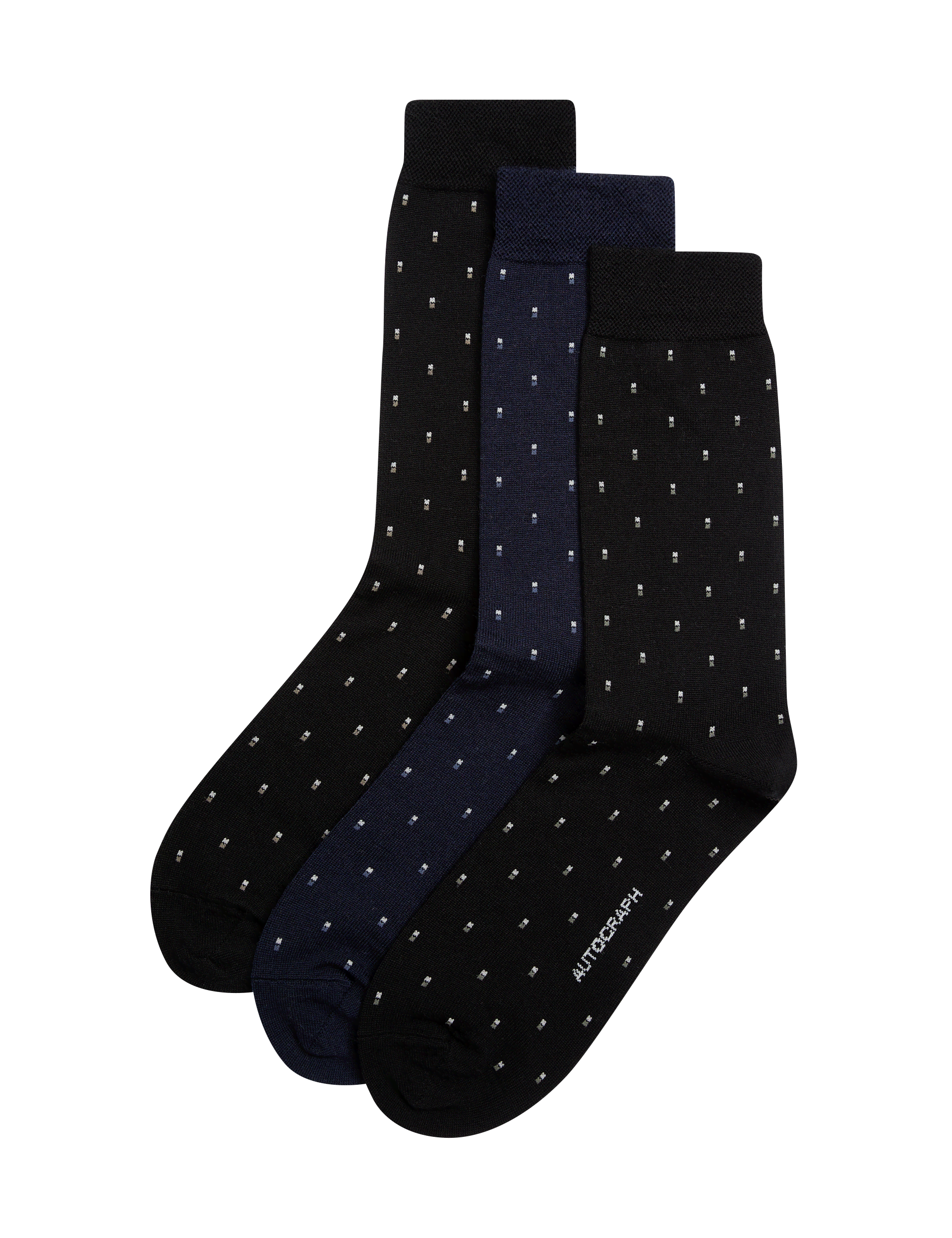 Autograph Men's Geometric Merino Wool Blend Socks - 9-12 - Black Mix, Black Mix