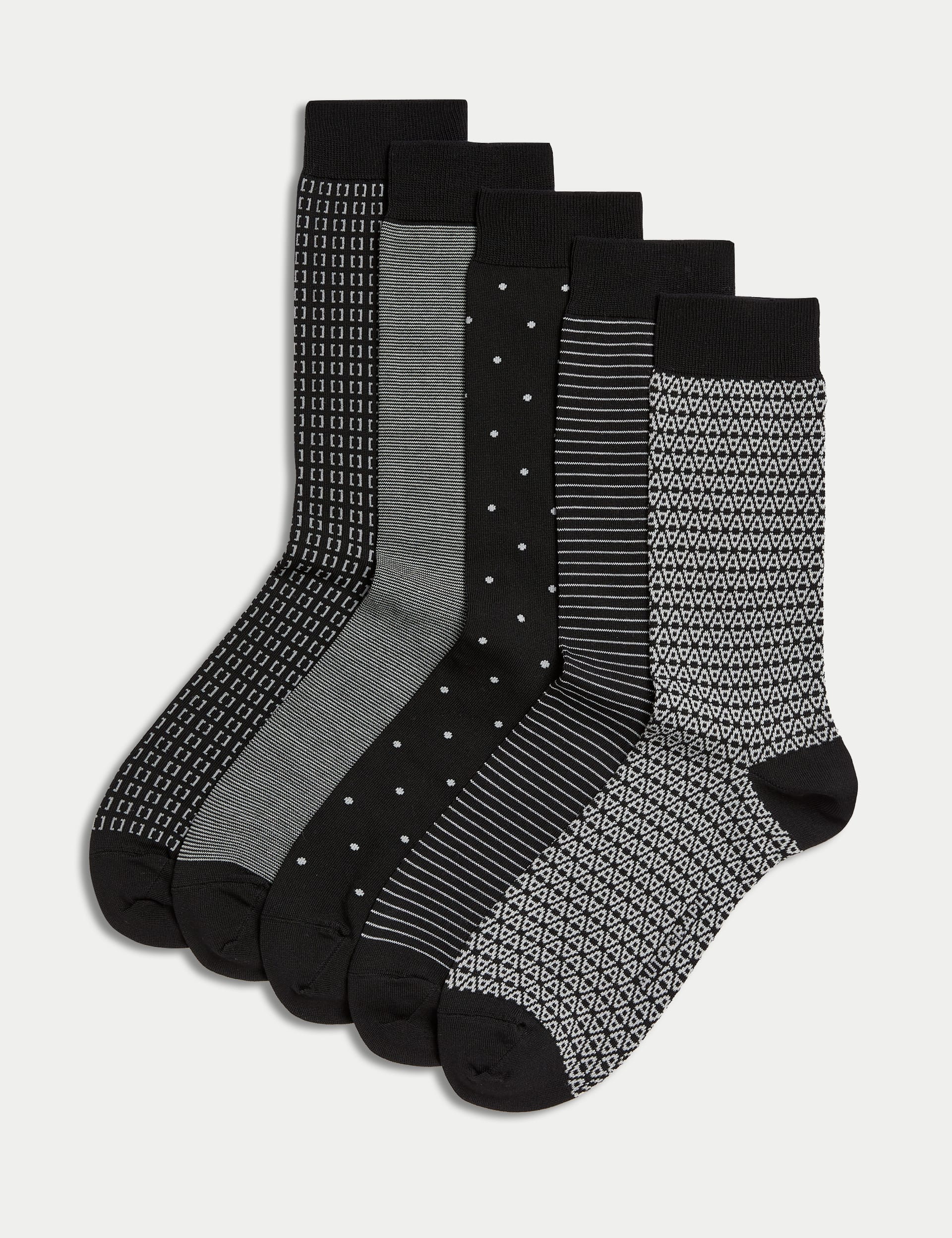 Autograph Men's 5pk Assorted Modal Pima Cotton Socks - 9-12 - Black Mix, Black Mix