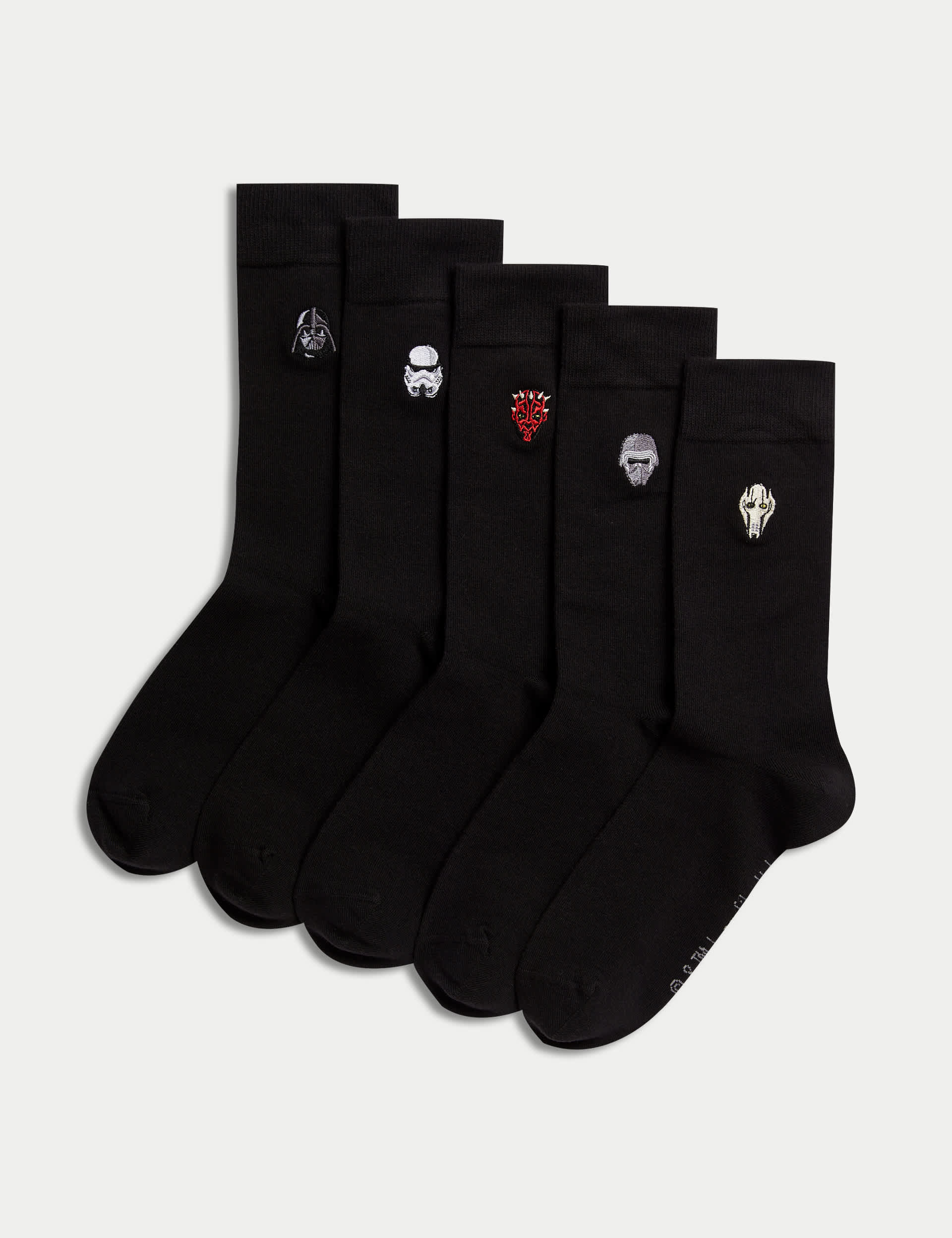 M&S Men's 5pk Star Wars Cotton Rich Socks - 9-12 - Black Mix, Black Mix