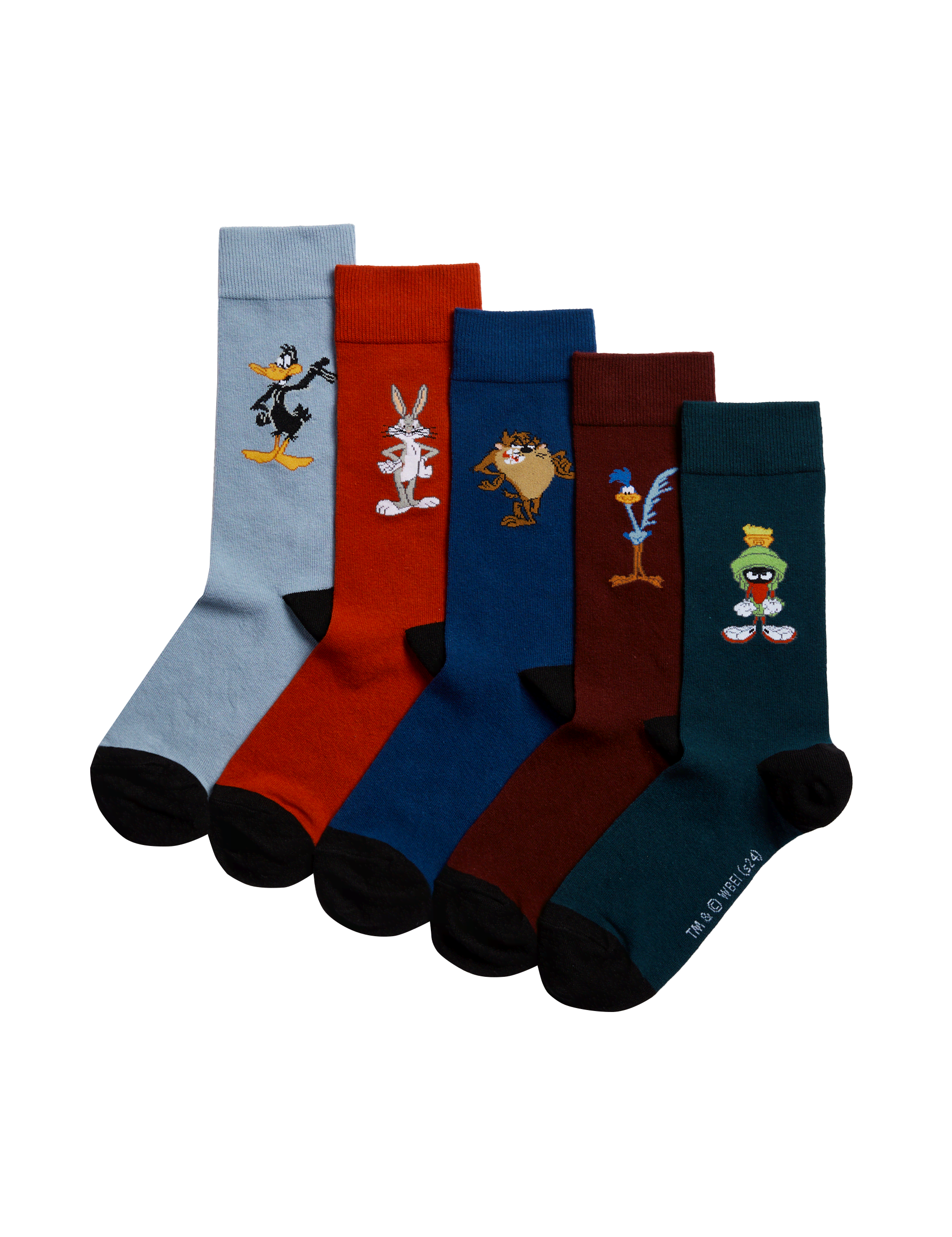 M&S Collection Men's 5pk Looney Tunes Cotton Rich Socks - 12-14 - Multi, Multi