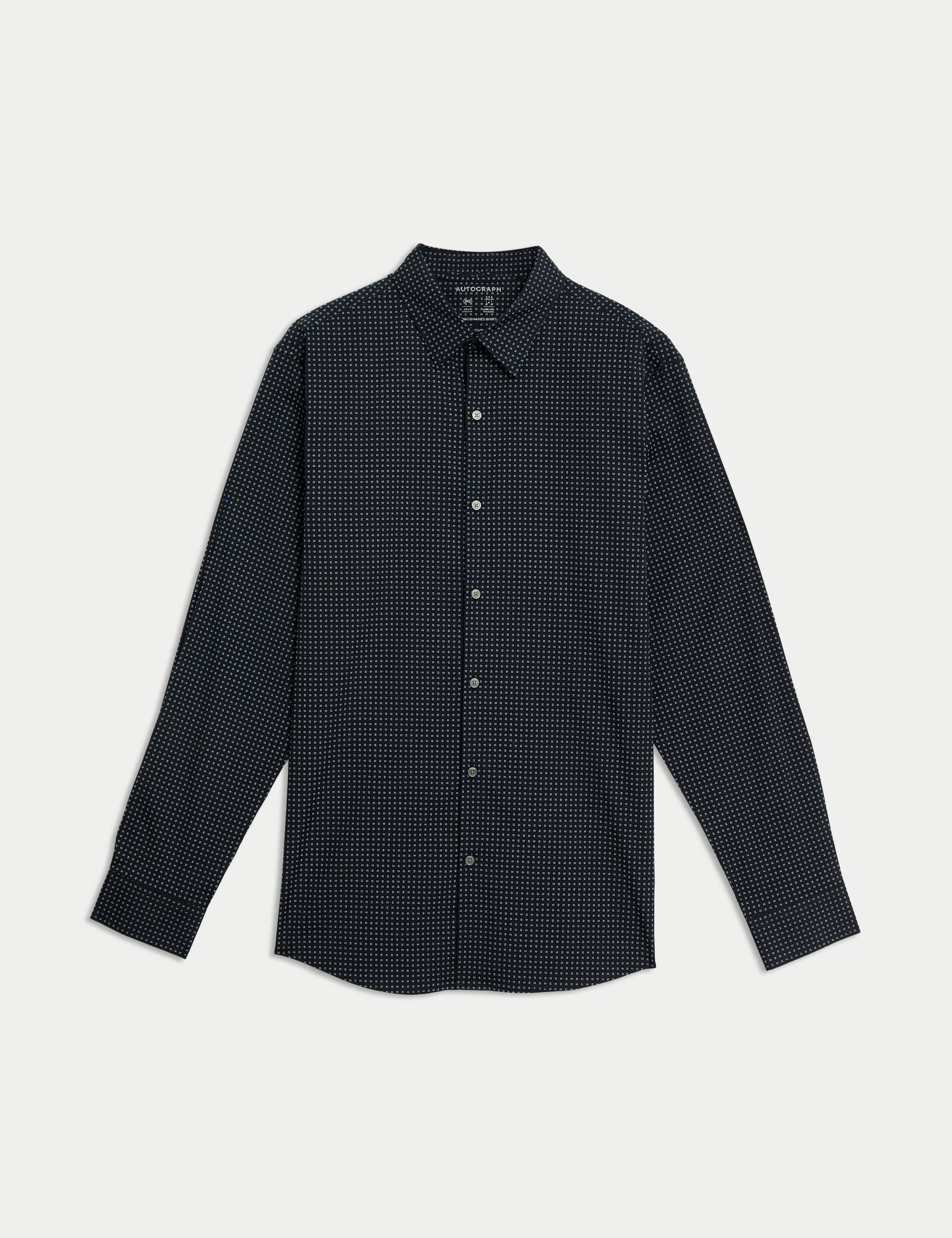 Autograph Men's Slim Fit Easy Iron Cotton Rich Printed Shirt