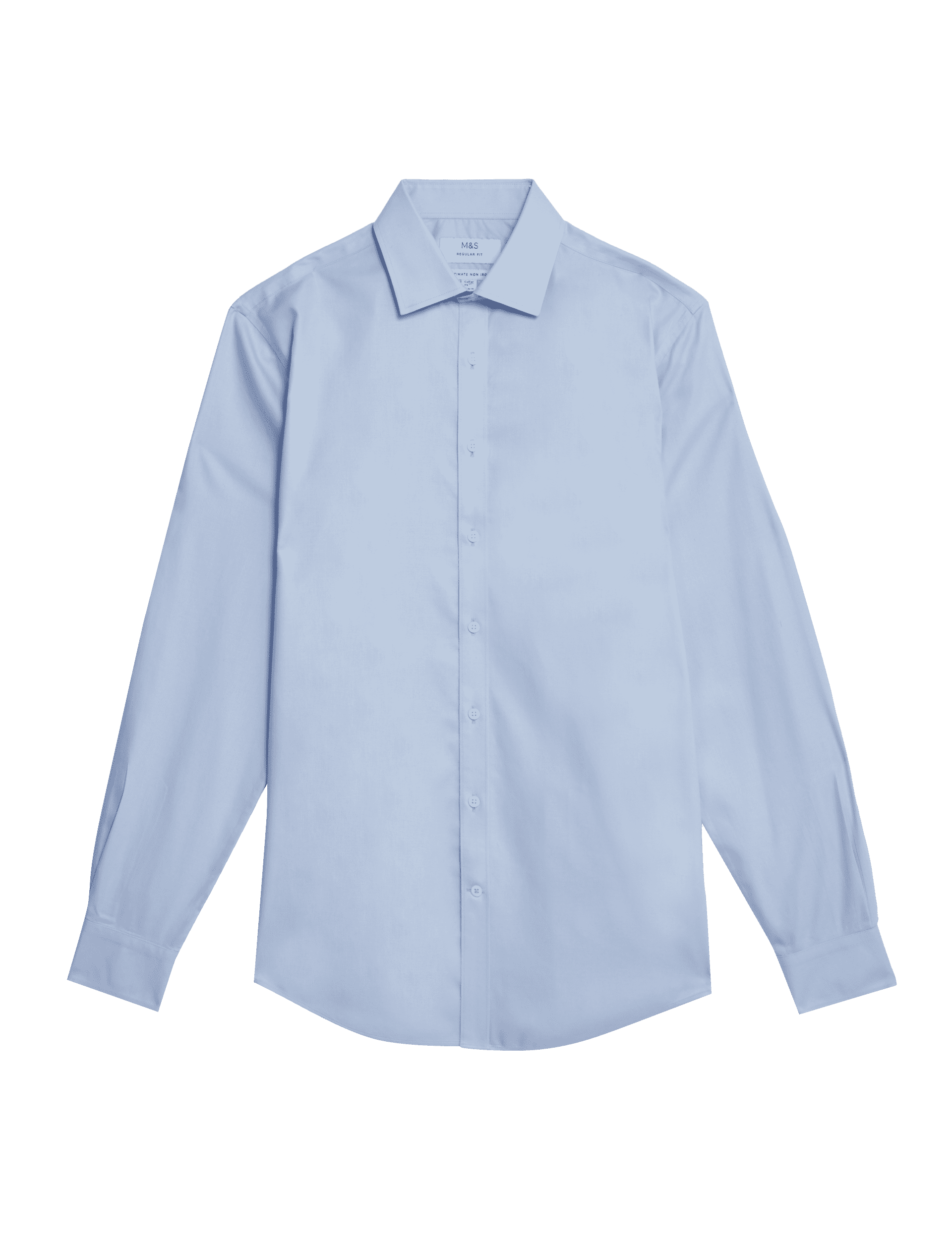 M&S Collection Men's Regular Fit Non Iron Pure Cotton Shirt - 16.5 - Light Blue, Light Blue,Pink,Whi