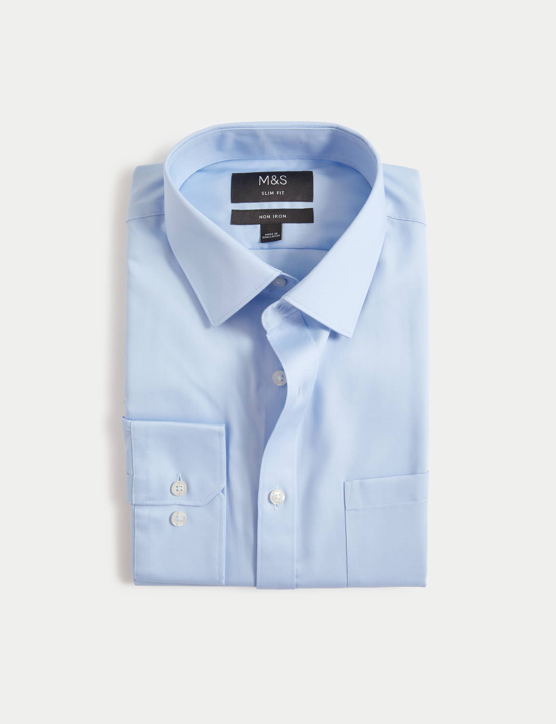 M&S Men's Slim Fit Non Iron Pure Cotton Shirt