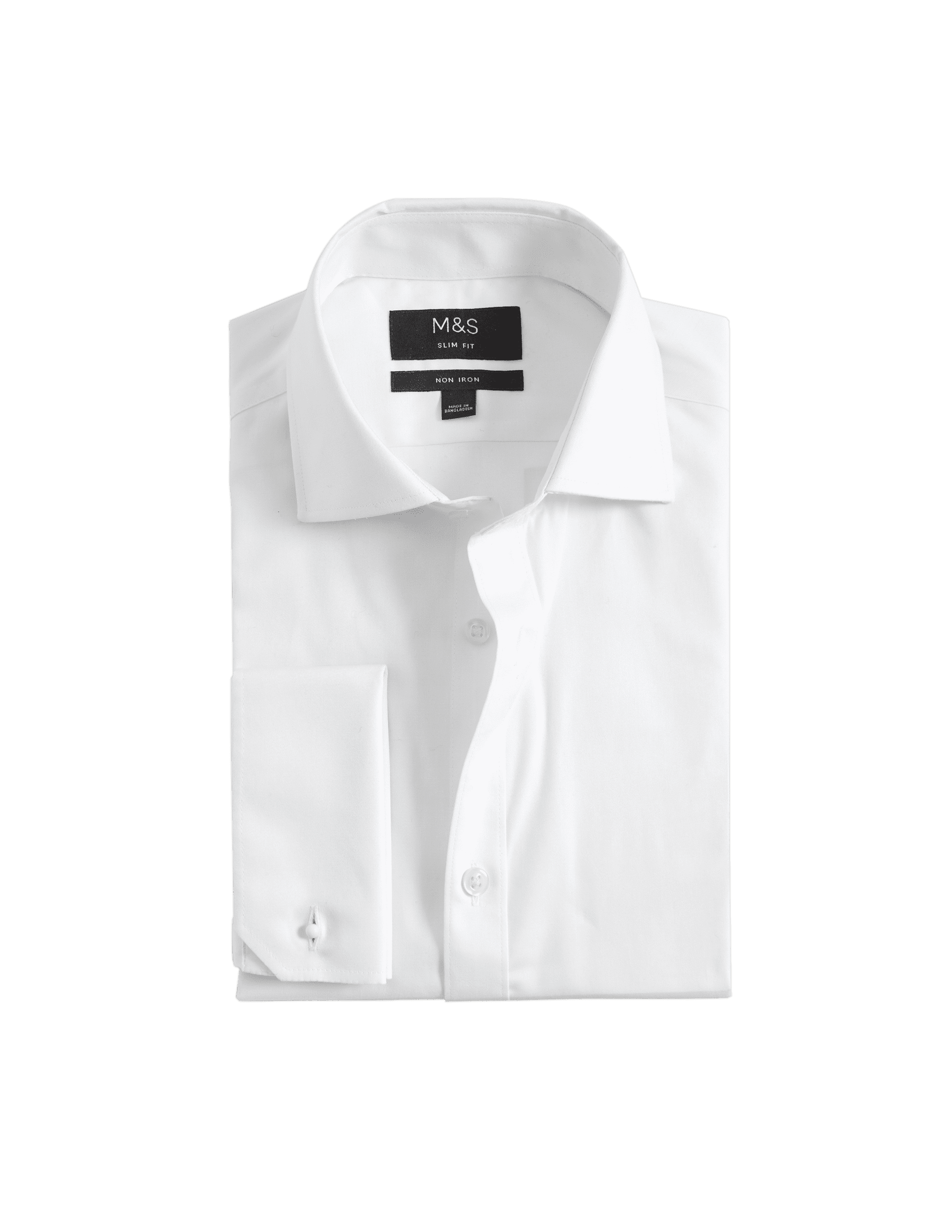 M&S Collection Men's Slim Fit Pure Cotton Double Cuff Shirt - 16.5 - White, White