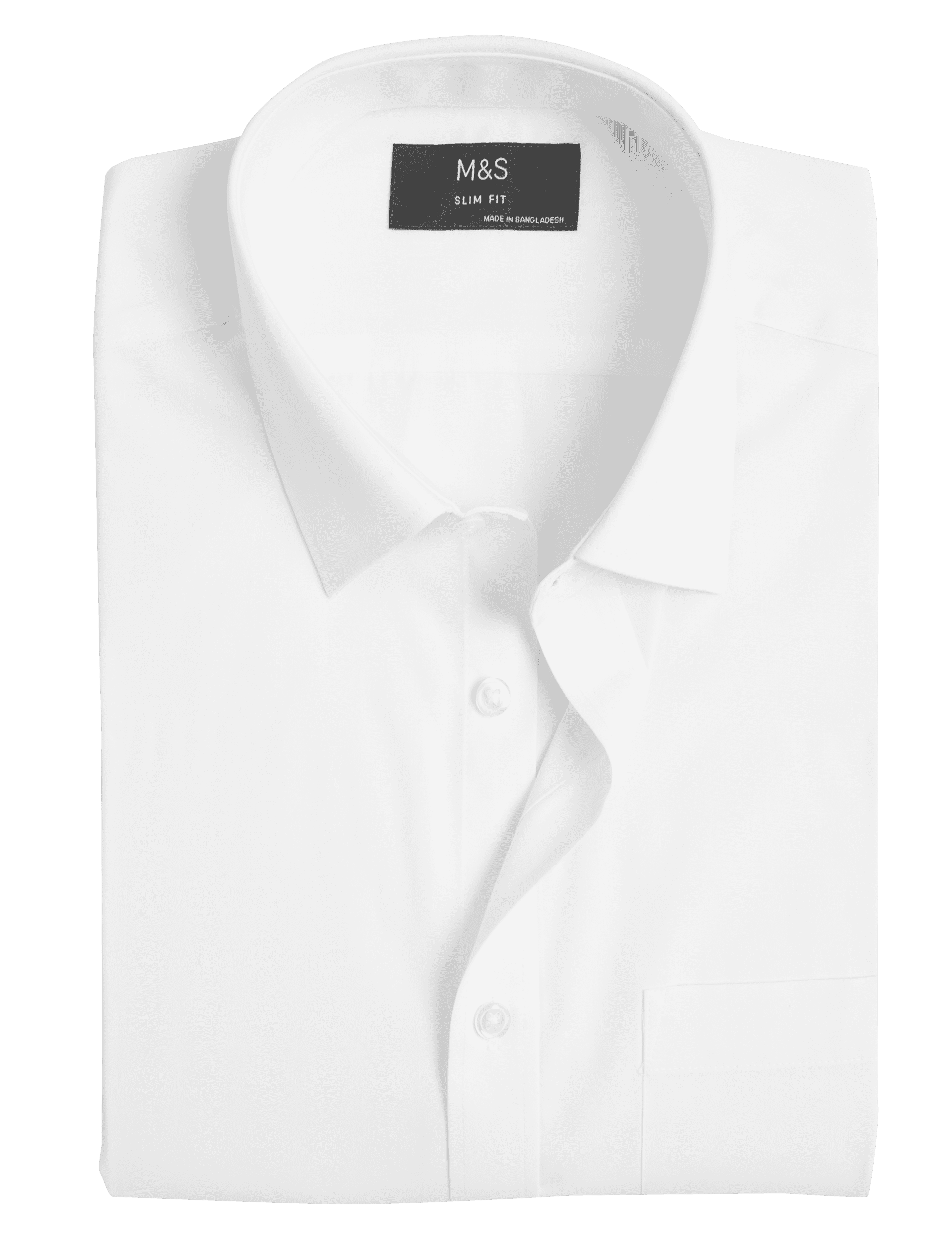 M&S Collection Men's 3pk Slim Fit Easy Iron Short Sleeve Shirts - 16.5 - White, White