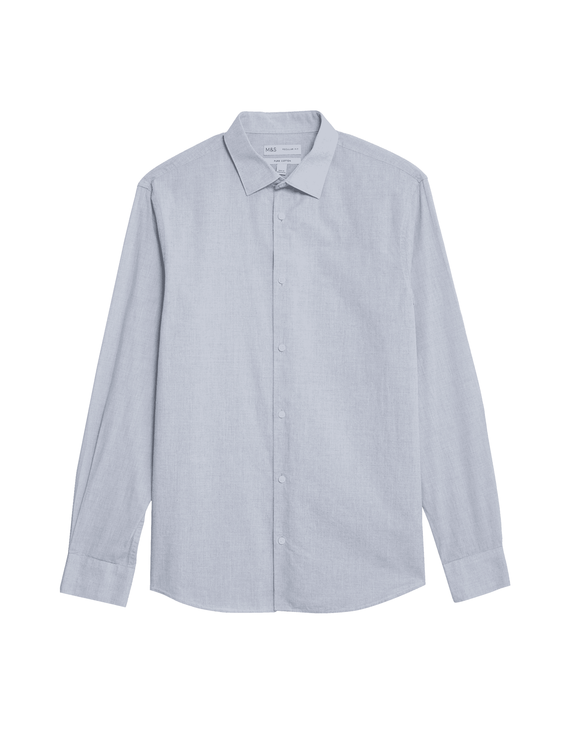 M&S Collection Men's Regular Fit Pure Cotton Textured Shirt - Medium Grey, Medium Grey