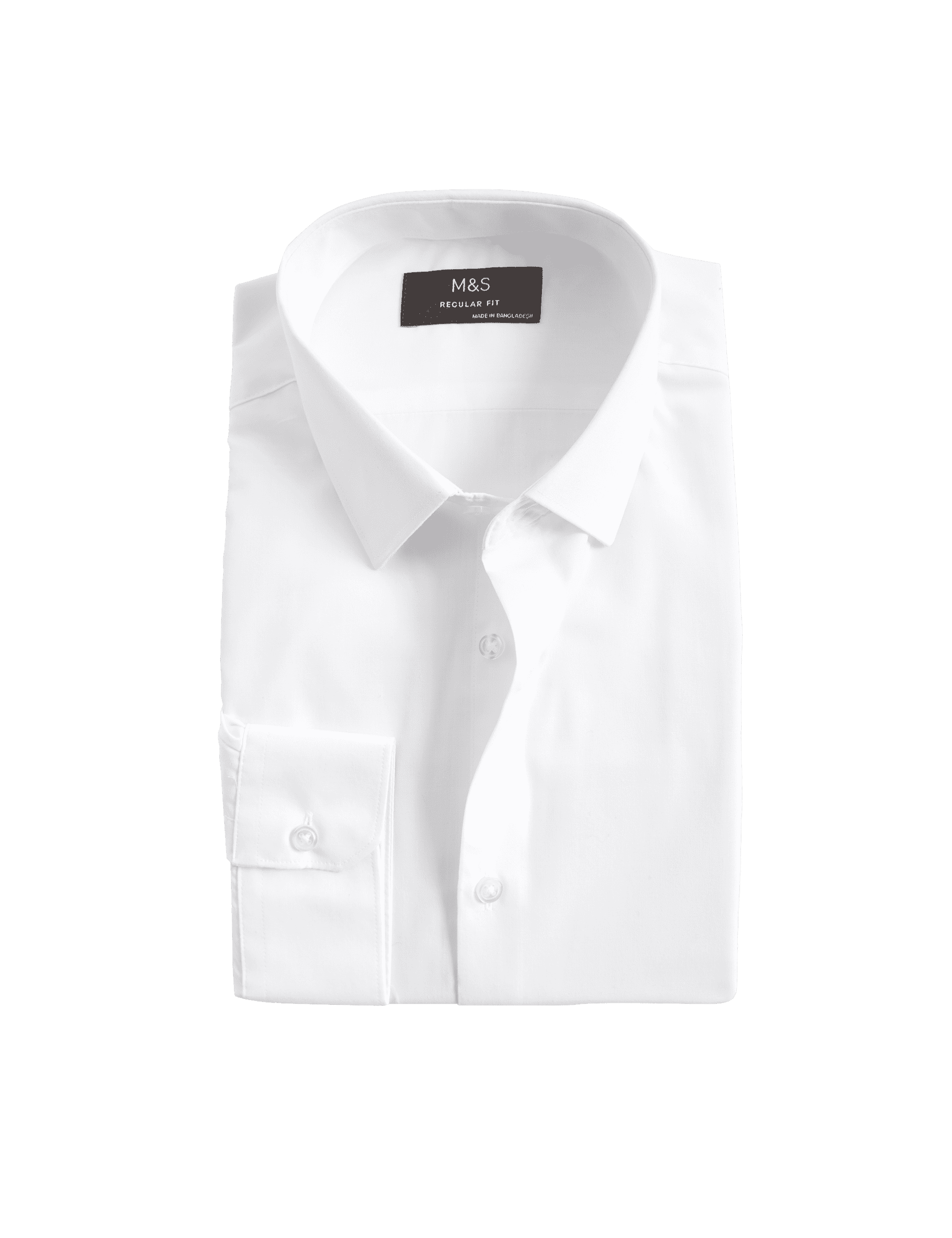 M&S Collection Men's Regular Fit Easy Iron Cotton Blend Shirt - 16.5 - White, White,Black,Mid Blue,L