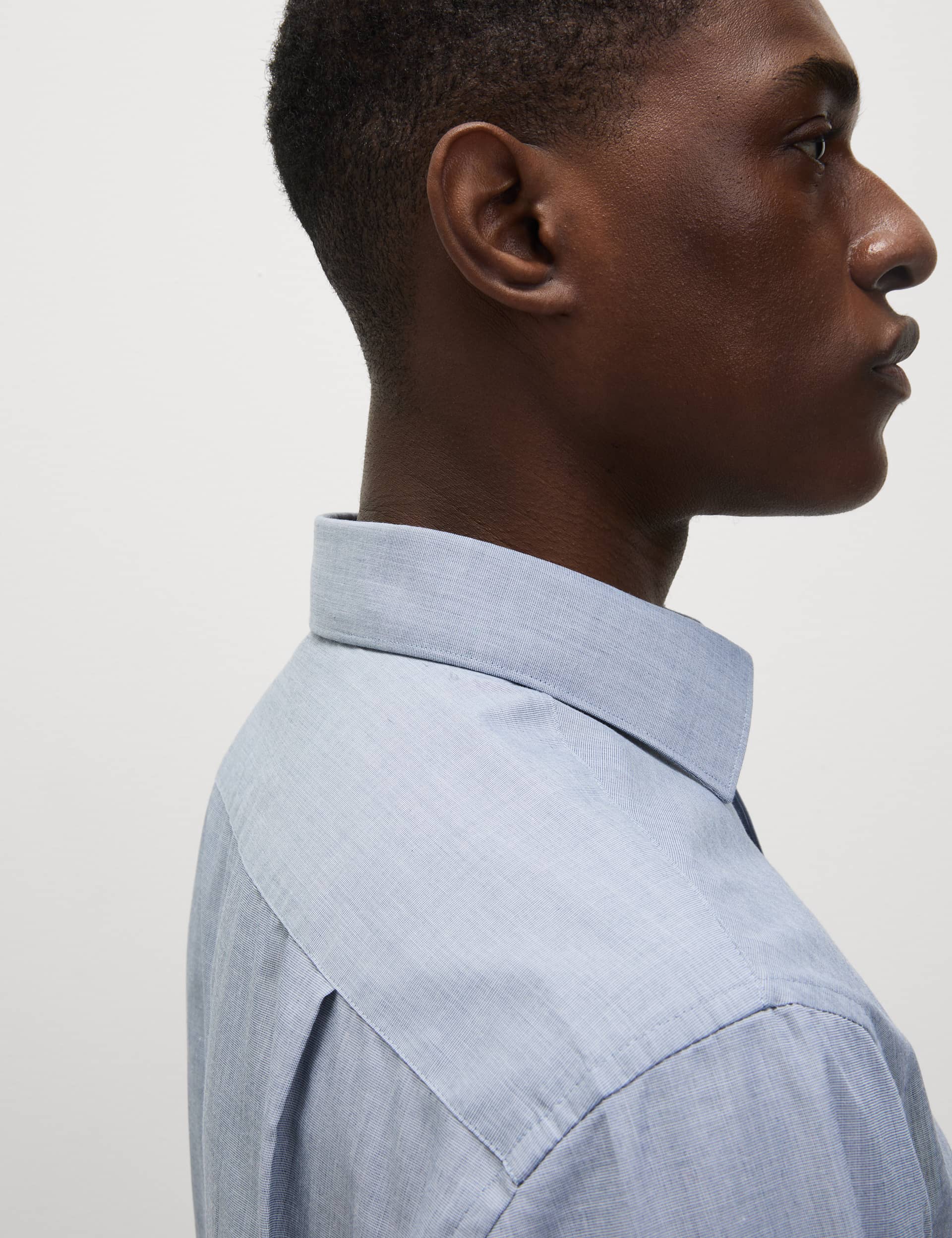 M&S Men's 2pk Regular Fit Easy Iron Cotton Blend Poplin Shirts