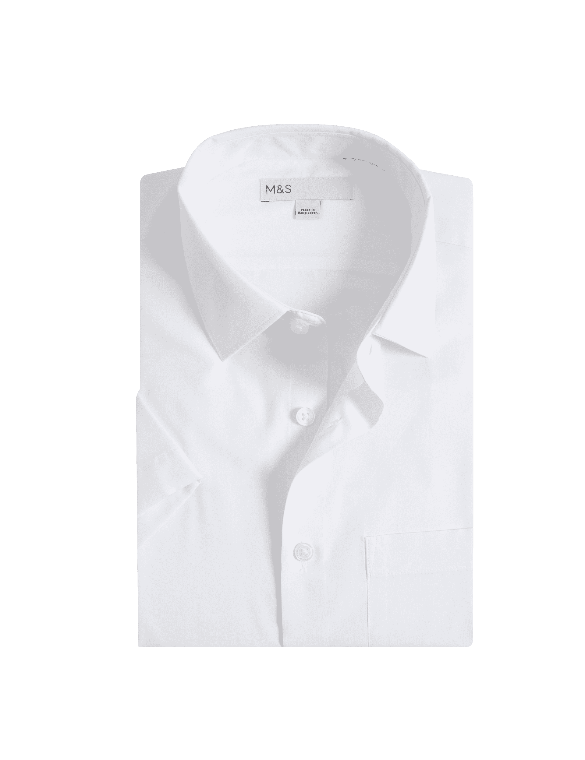 M&S Collection Men's Regular Fit Cotton Blend Short Sleeve Shirt - 15.5 - White, White