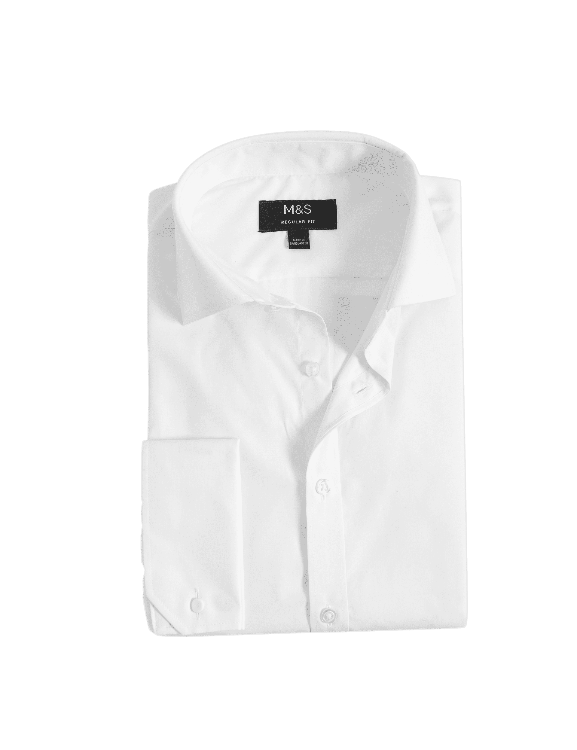 M&S Collection Men's Regular Fit Cotton Blend Double Cuff Shirt - 18.5 - White, White