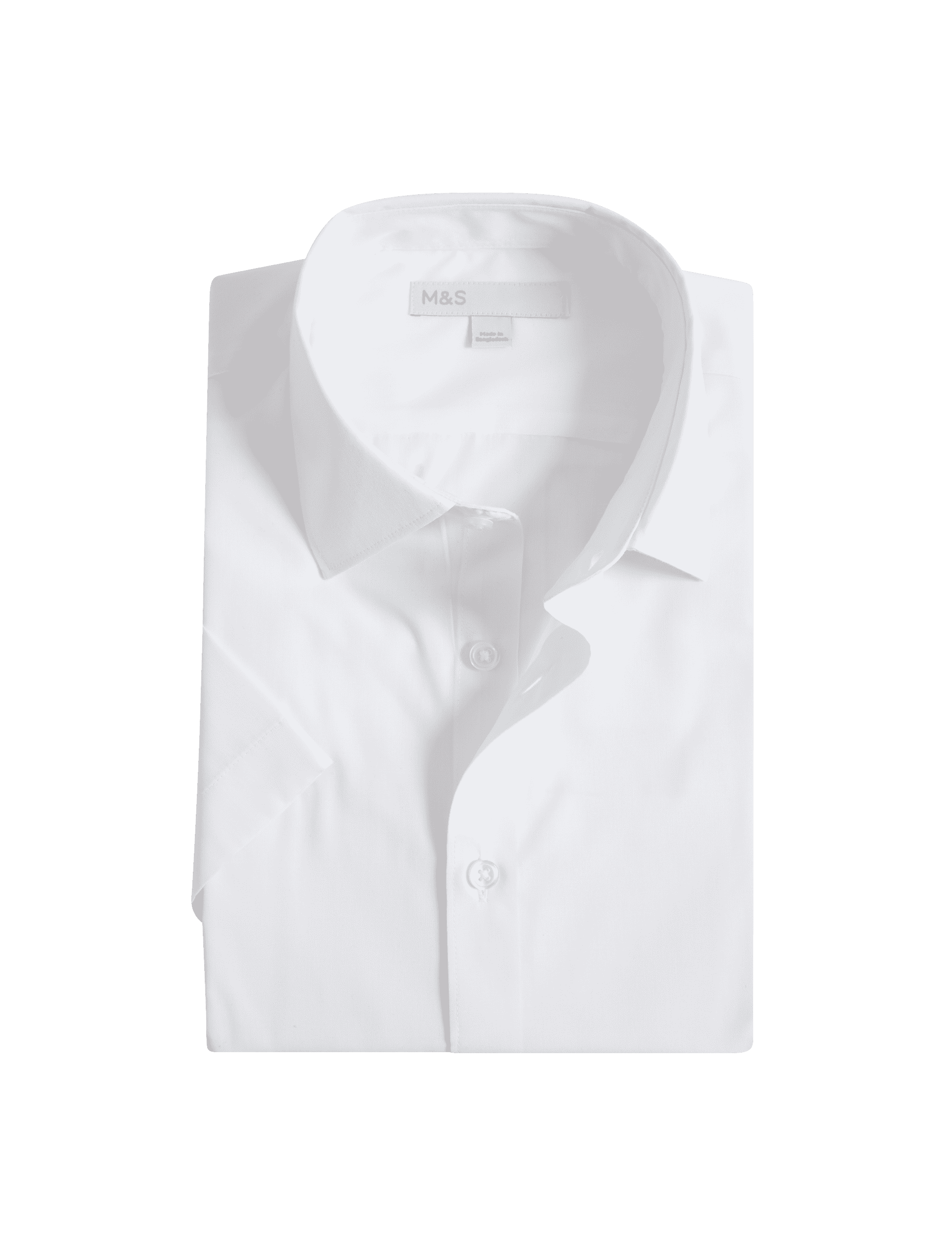 M&S Collection Men's Slim Fit Easy Iron Cotton Blend Shirt - 17.5 - White, White