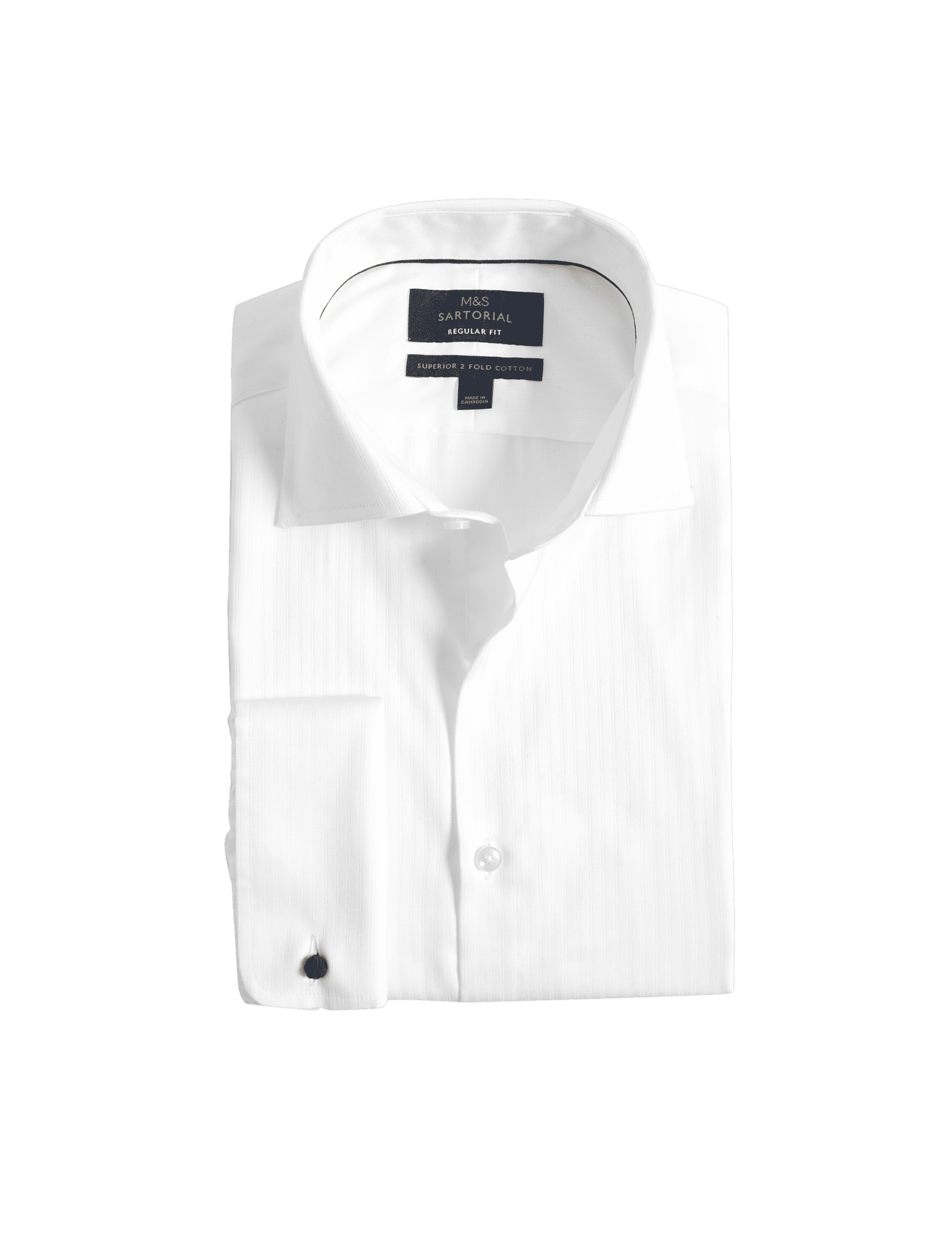 M&S Sartorial Men's Regular Fit Luxury Cotton Striped Shirt - 16.5 - White Mix, White Mix