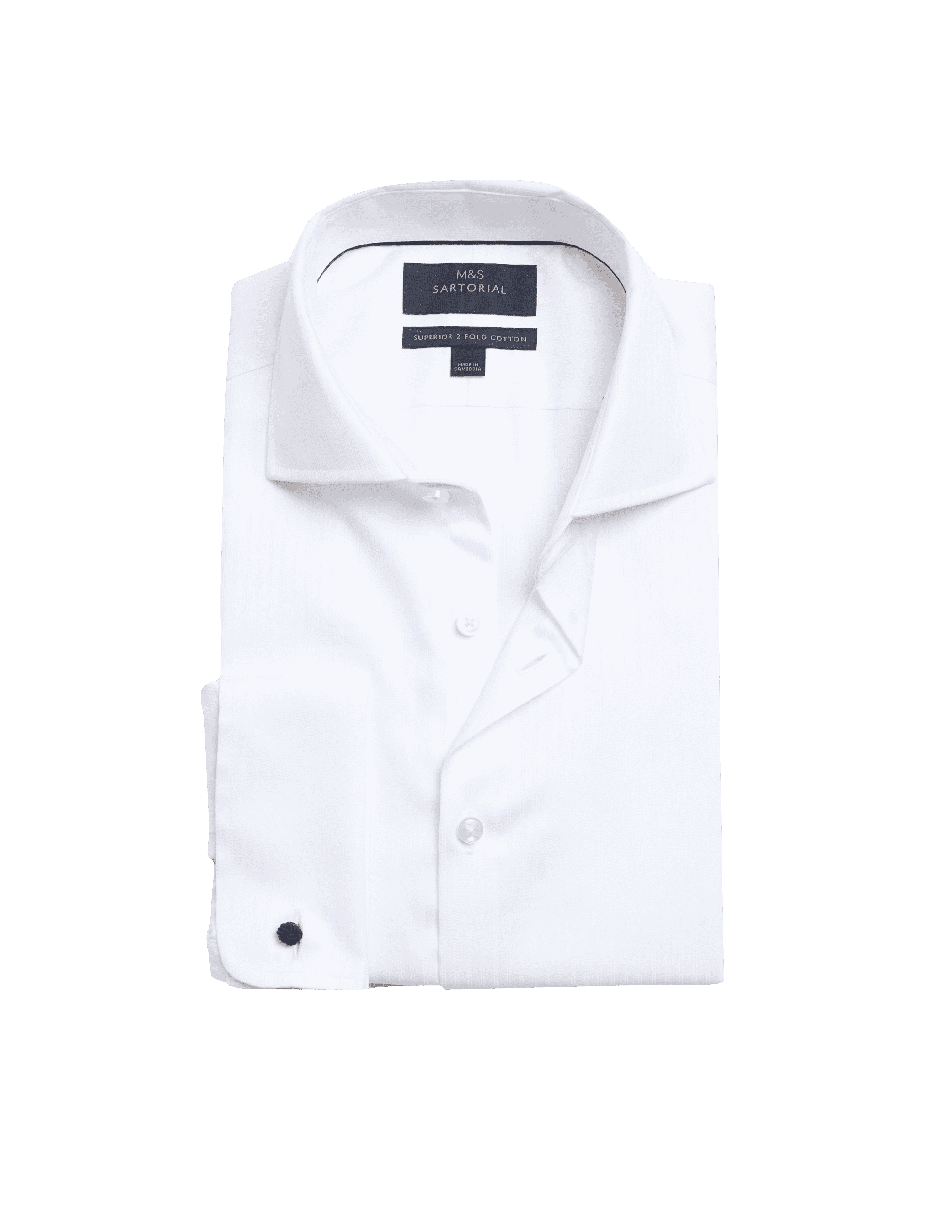 M&S Sartorial Men's Slim Fit Luxury Cotton Striped Shirt - 16 - White Mix, White Mix