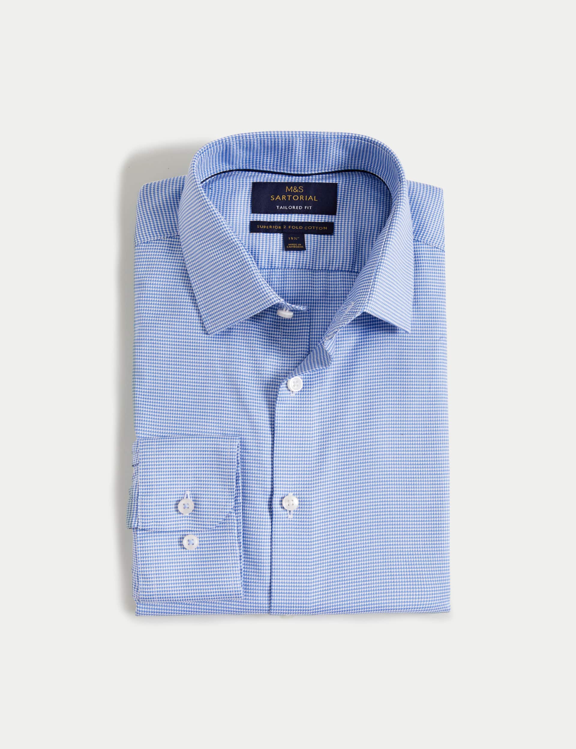 M&S Sartorial Men's Tailored Fit Easy Iron Pure Cotton Shirt