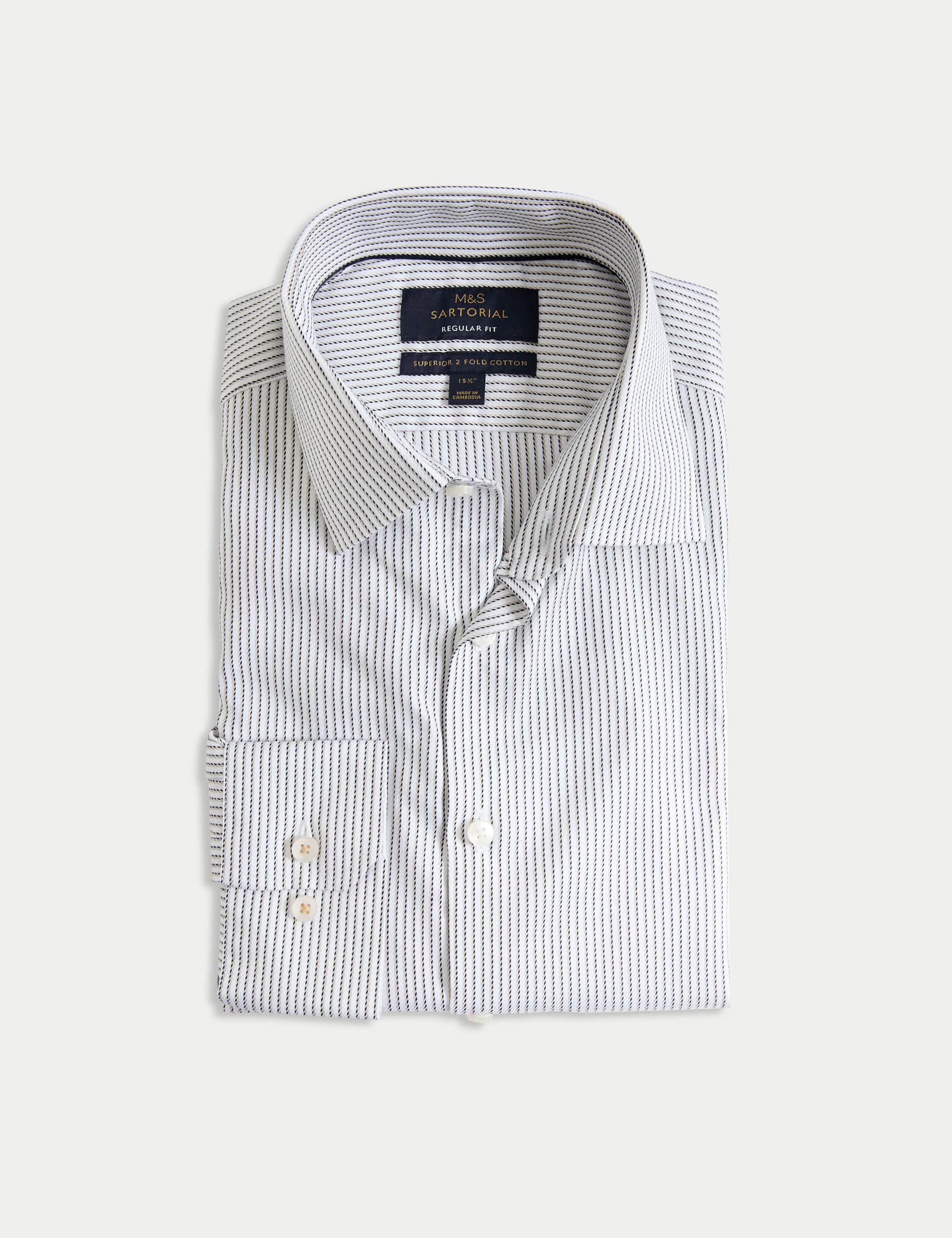 M&S Sartorial Men's Regular Fit Luxury Cotton Striped Shirt