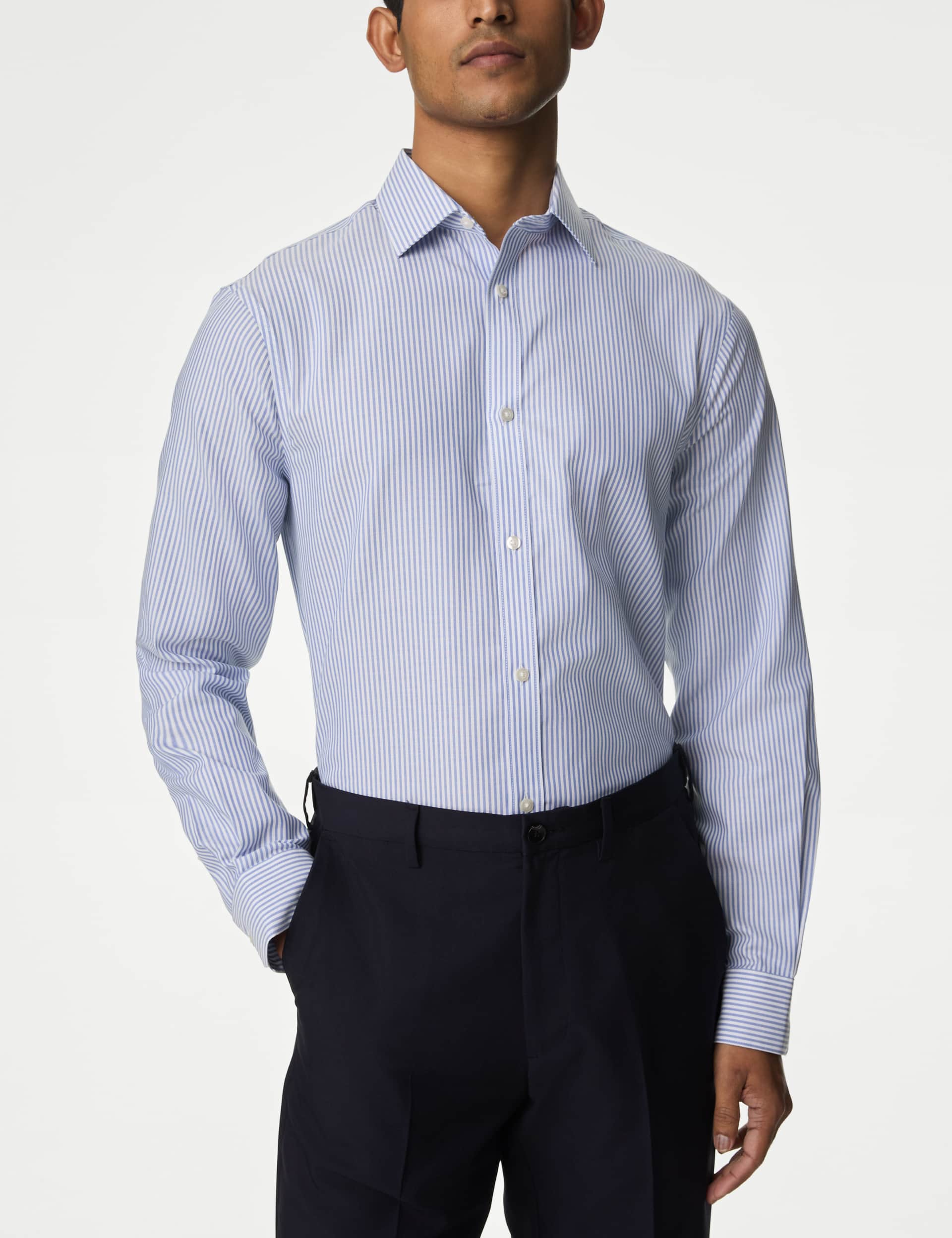 M&S Men's Regular Fit Non Iron Pure Cotton Shirt