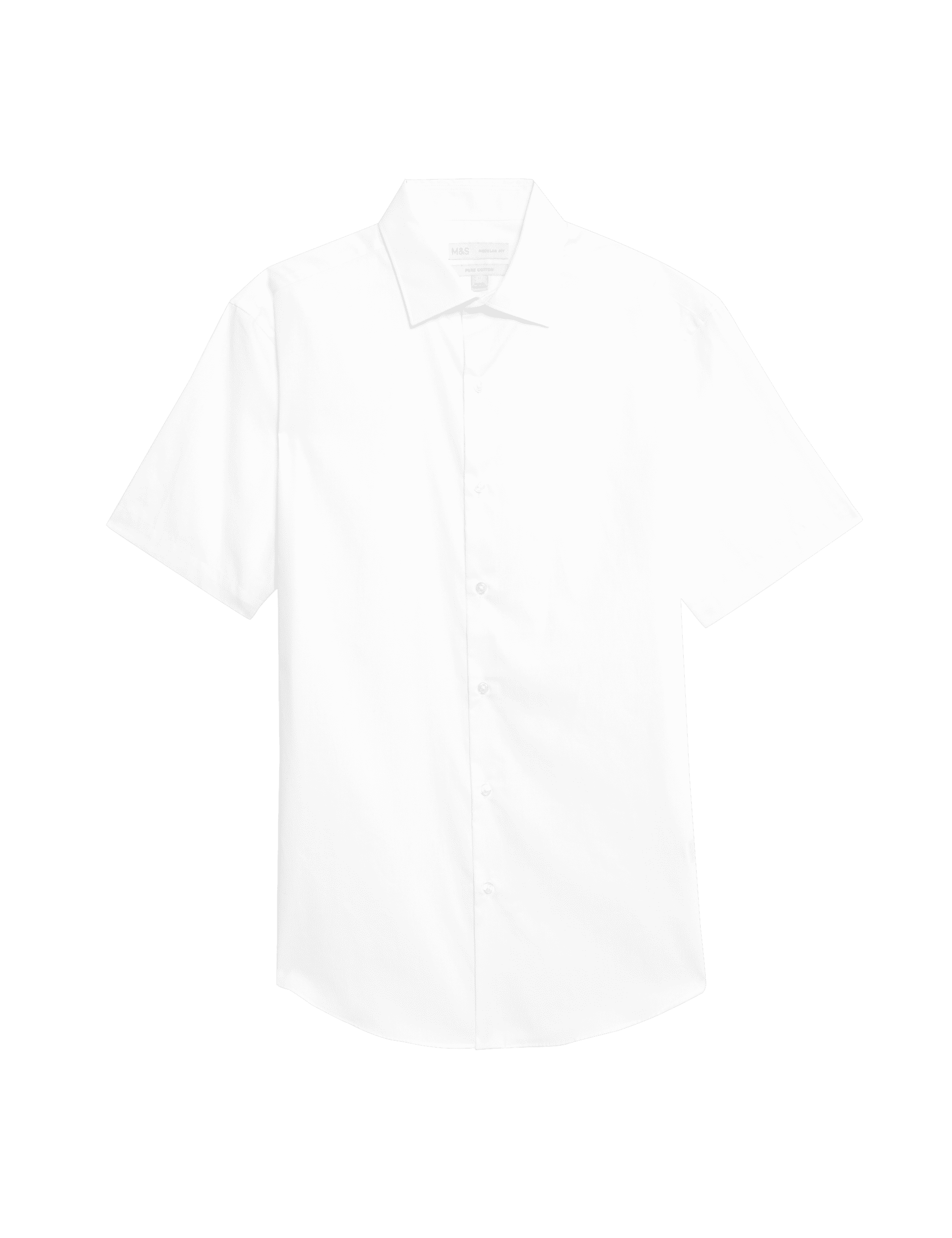 M&S Collection Men's Regular Fit Easy Iron Pure Cotton Shirt - White, White