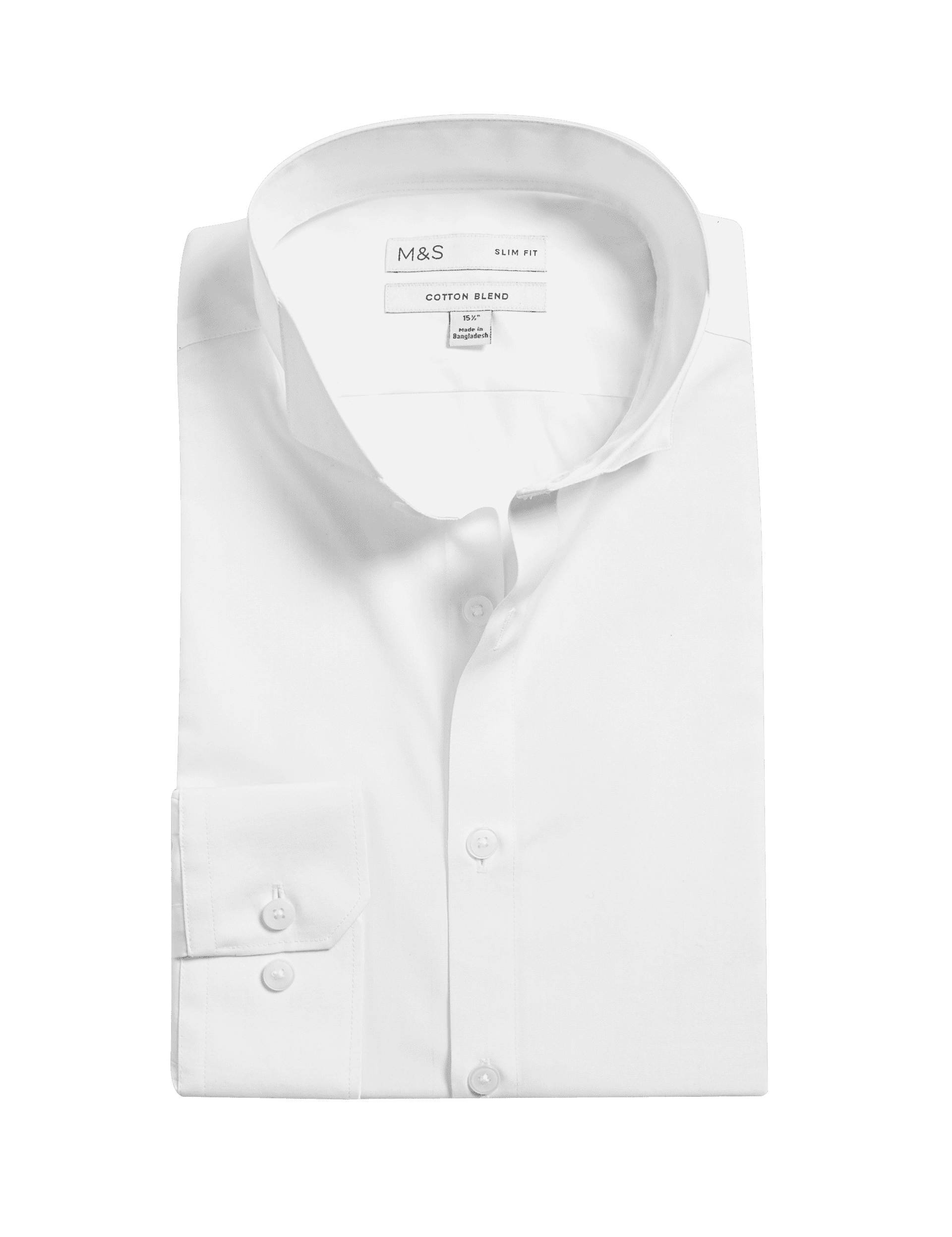 M&S Collection Men's Slim Fit Cotton Blend Dress Shirt - 17 - White, White