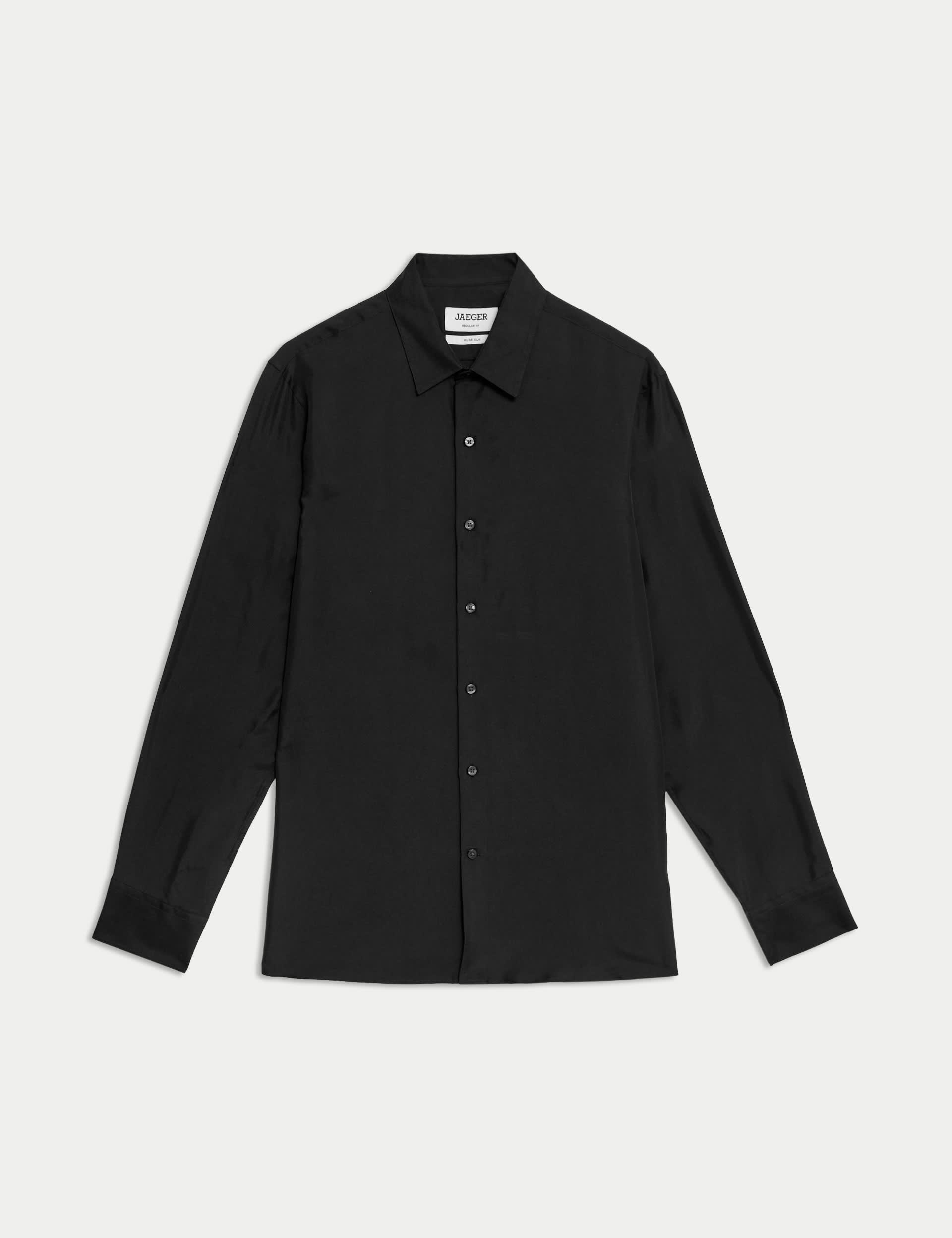 Jaeger Men's Regular Fit Luxury Silk Shirt