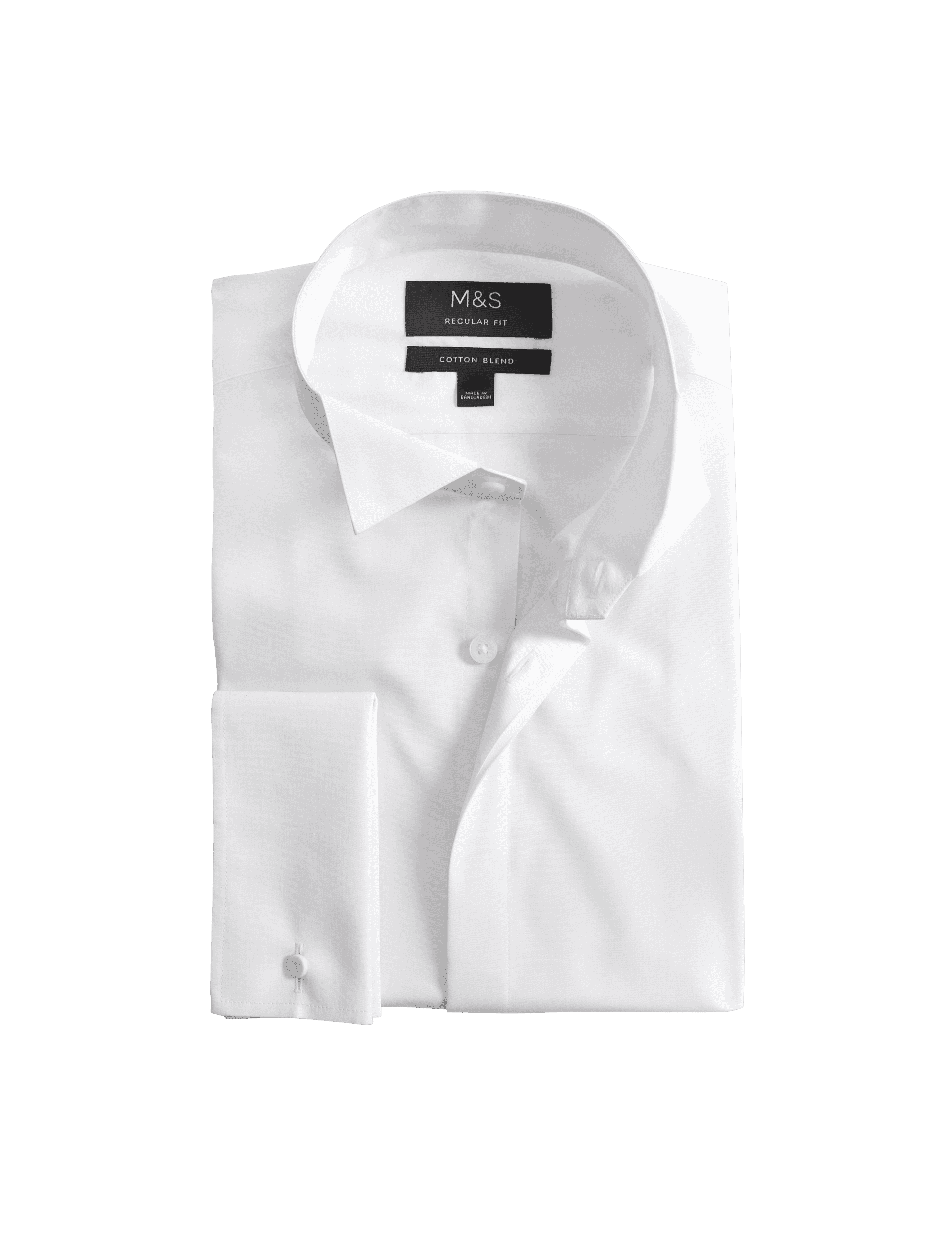 M&S Collection Men's Regular Fit Cotton Blend Dress Shirt - 16.5 - White, White,Black